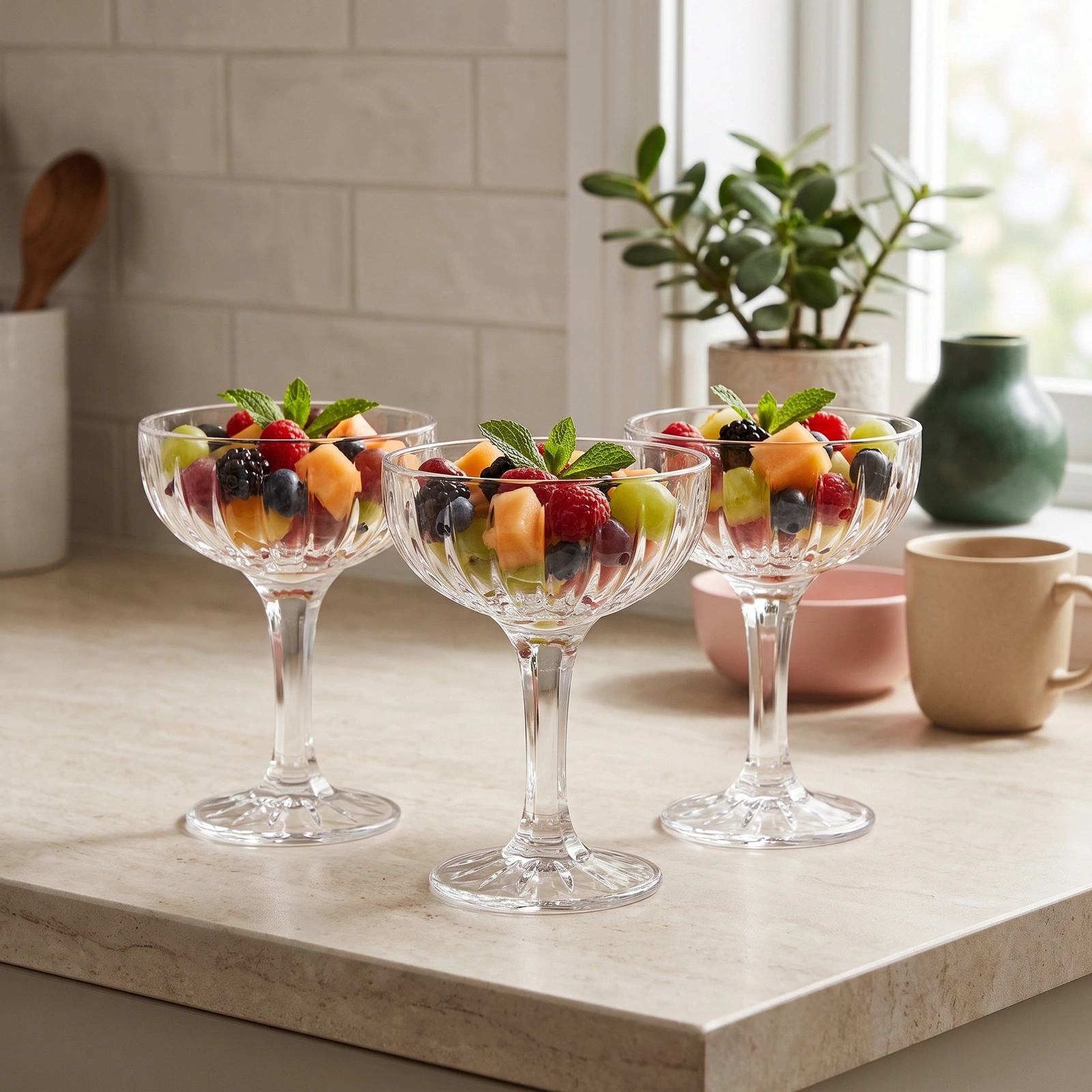 Glass Coupe Glasses - Set of 3 - Offers
