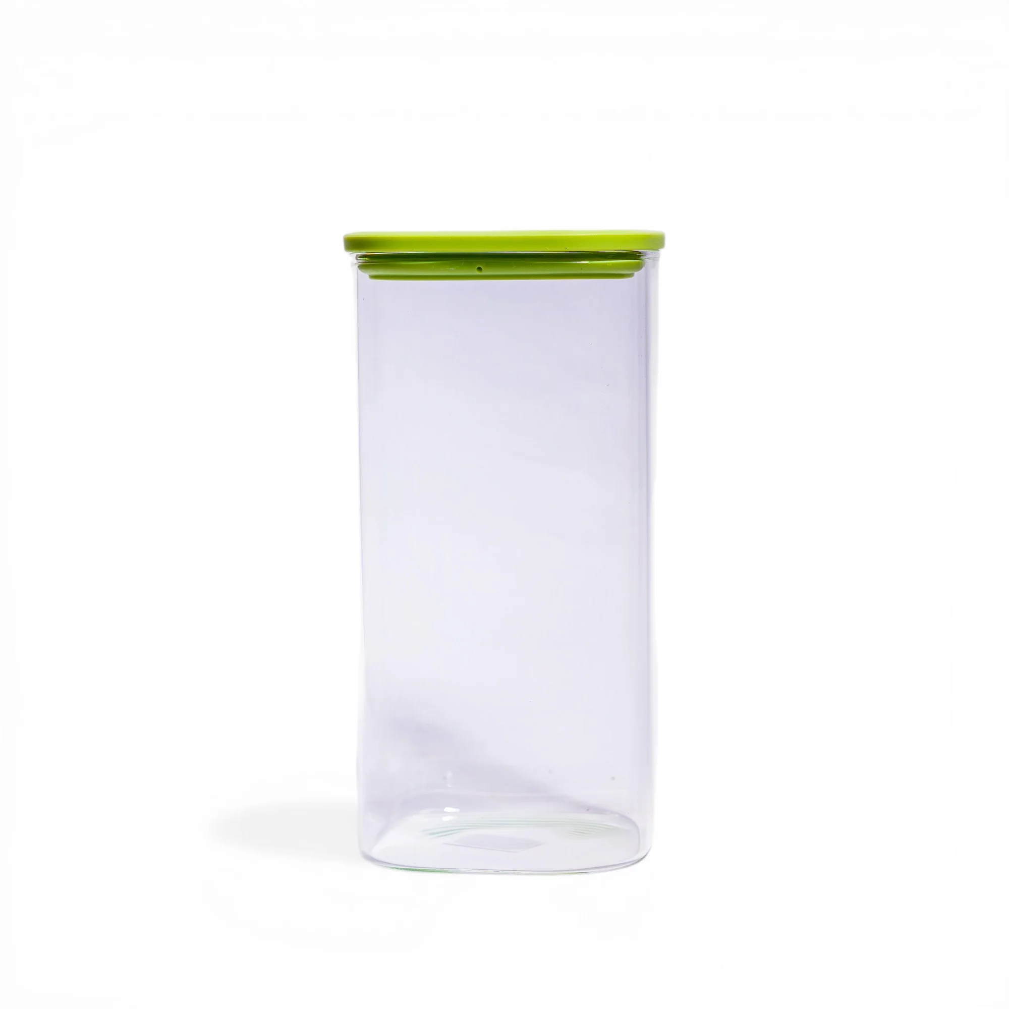 Clear Plastic Food Storage Container with Green Lid - Home Organizers