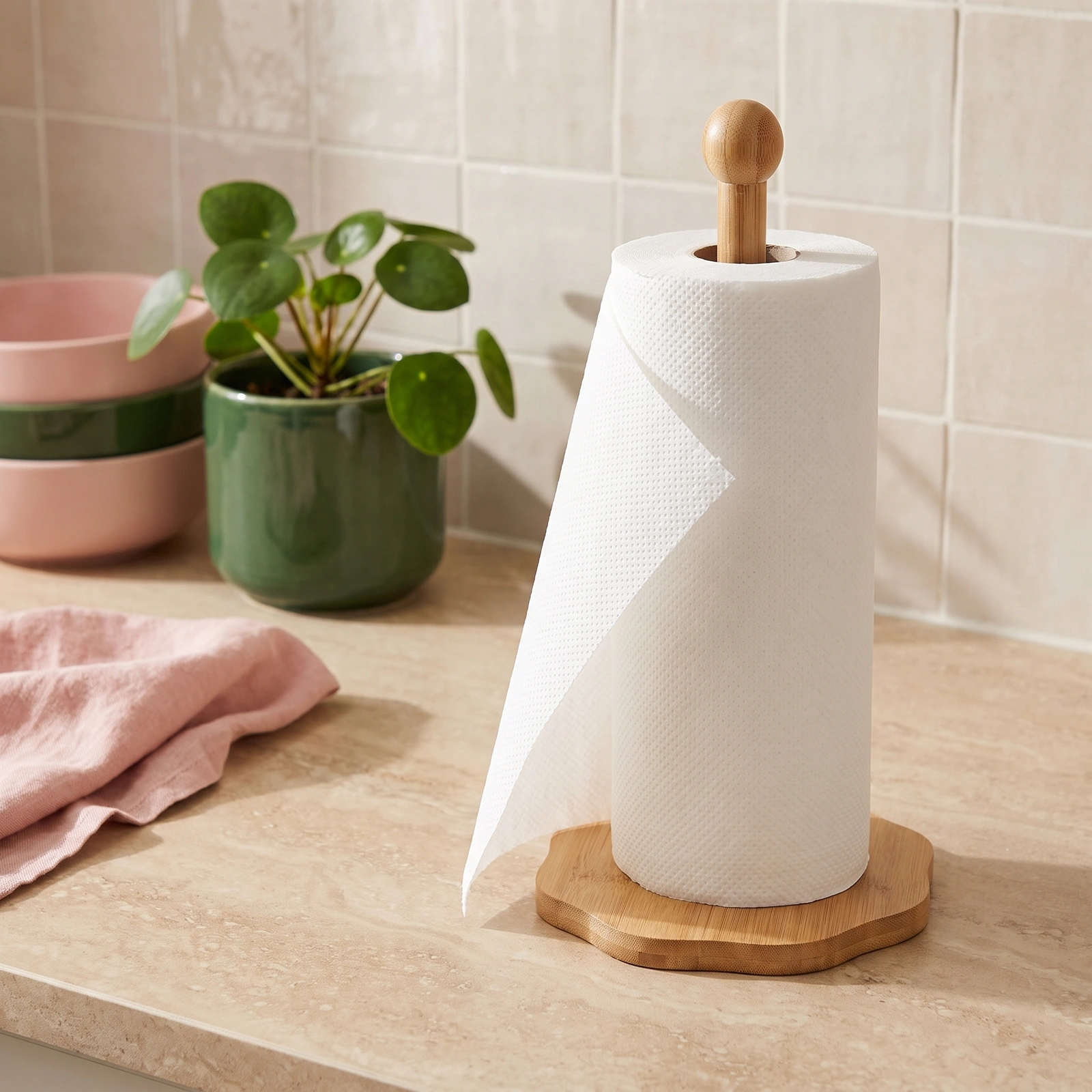 Natural Wood Paper Towel Holder - Home Organizers