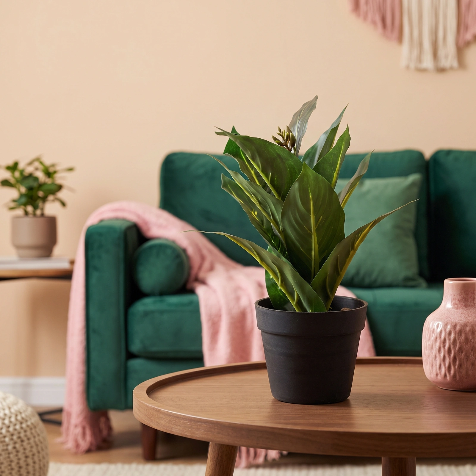 Artificial Plant in Black Pot - Green Leaves - Kitchen essentials