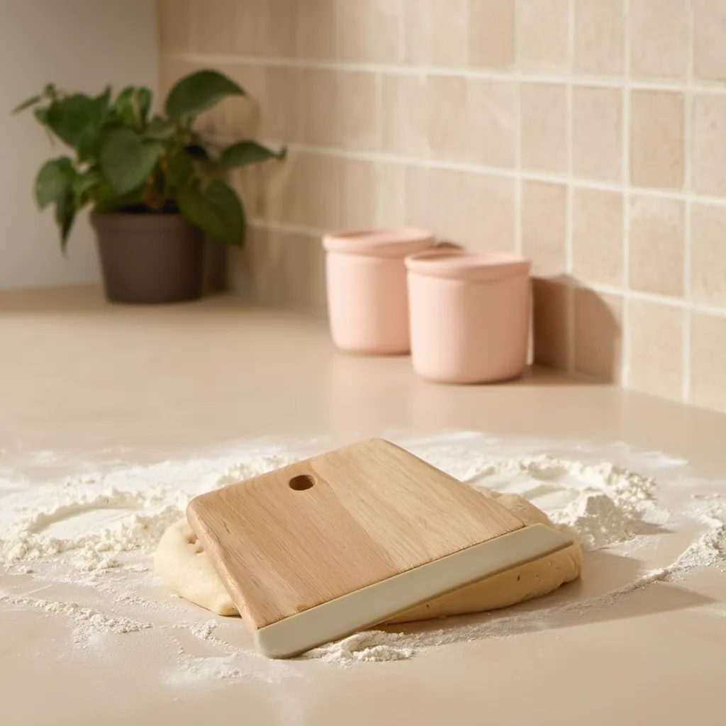 Dough Scraper Wood Handle Beige Blade - Home Organizers