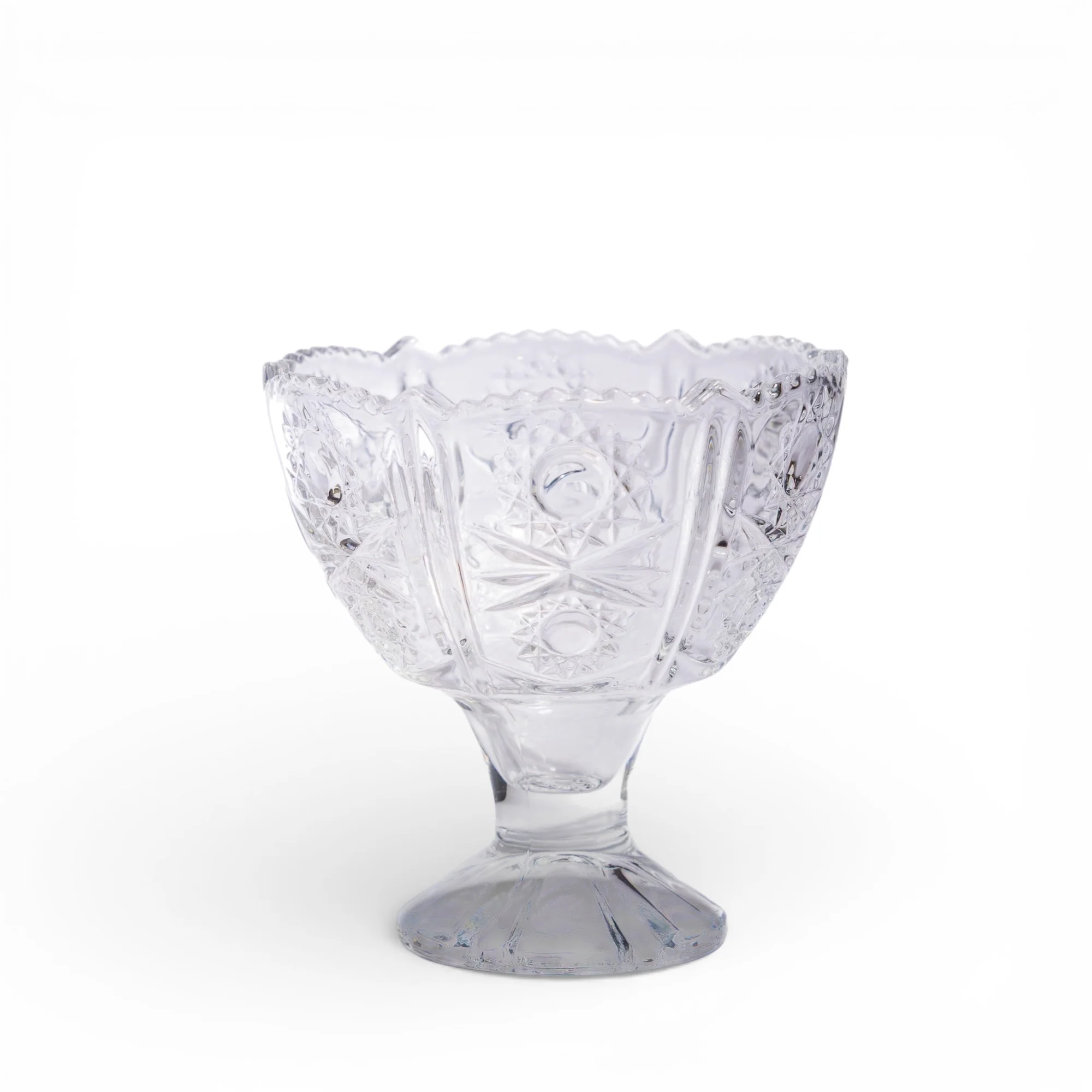 Cut Glass Dessert Bowl - Clear Pedestal Design - Cleaning Essentials