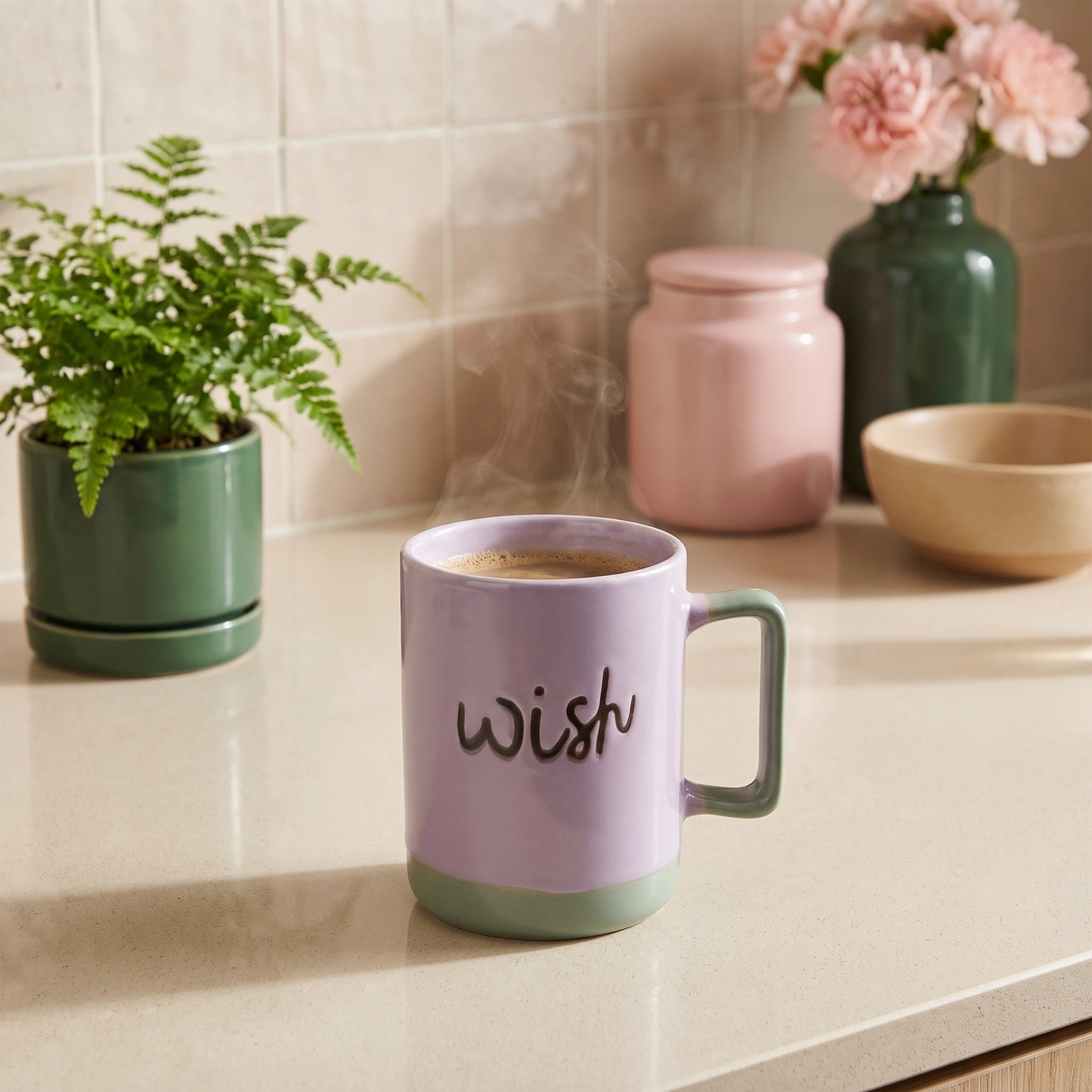 كوباية سيراميك بنفسجي وأخضر "Wish" - العروض