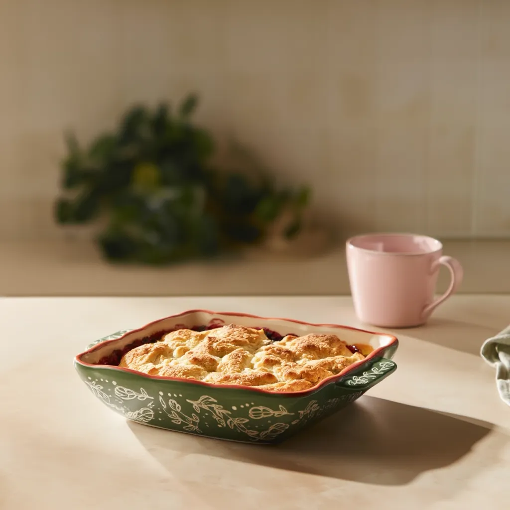 Porcelain Baking Dish - Cream & Red Floral Design - Home Decor
