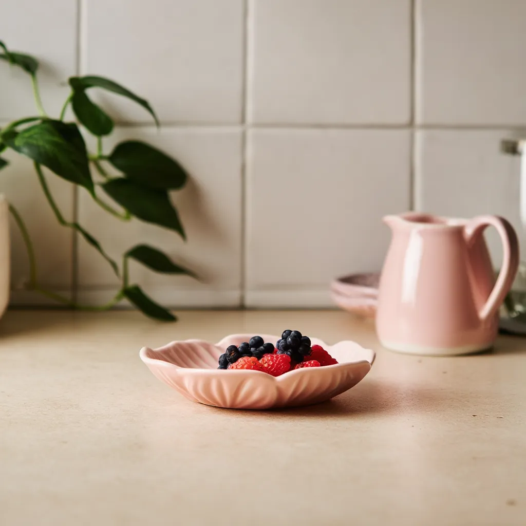 Porcelain Flower Shaped Dish - Pink - Cookware