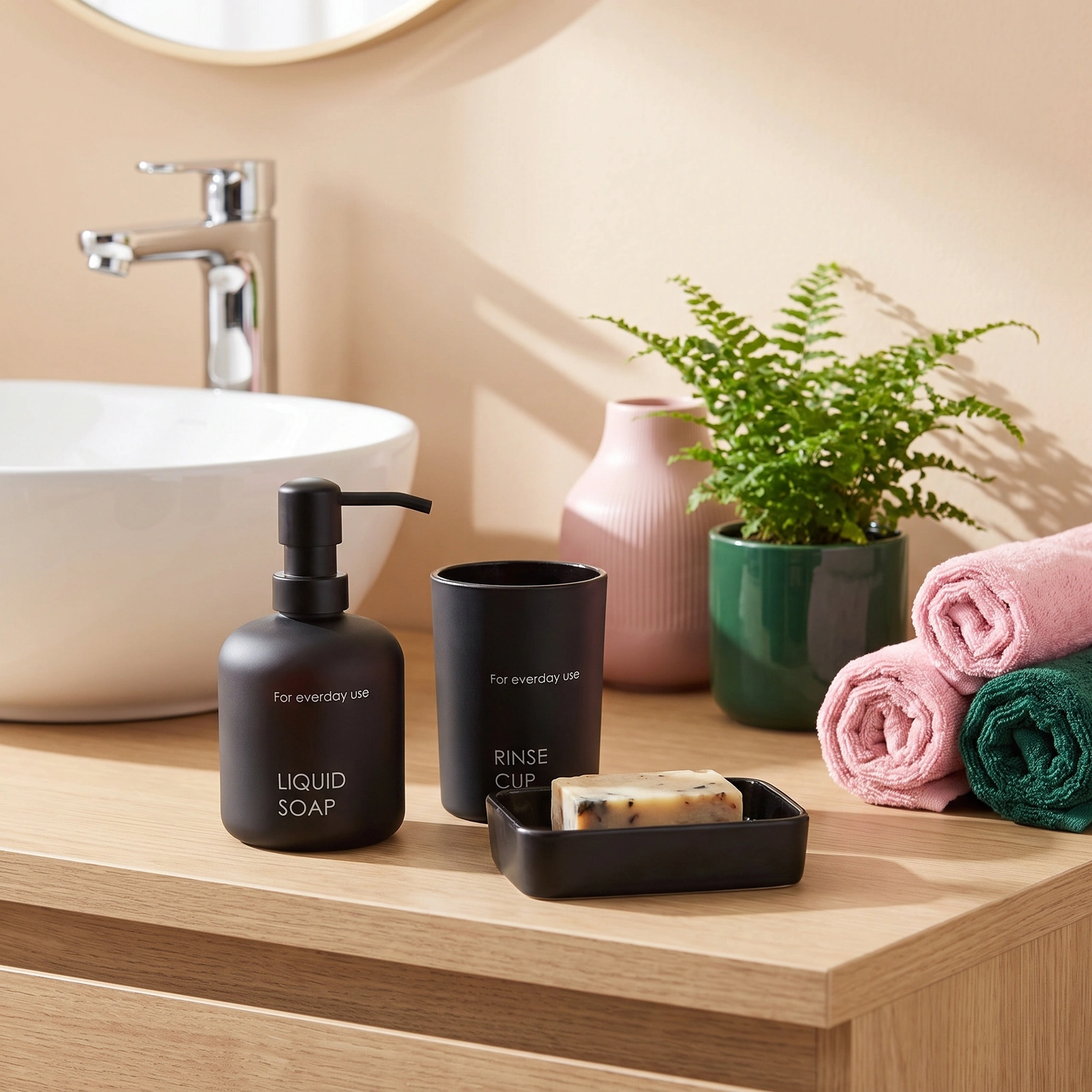 Black Glass Bathroom Set 3 Pieces - Kitchen essentials