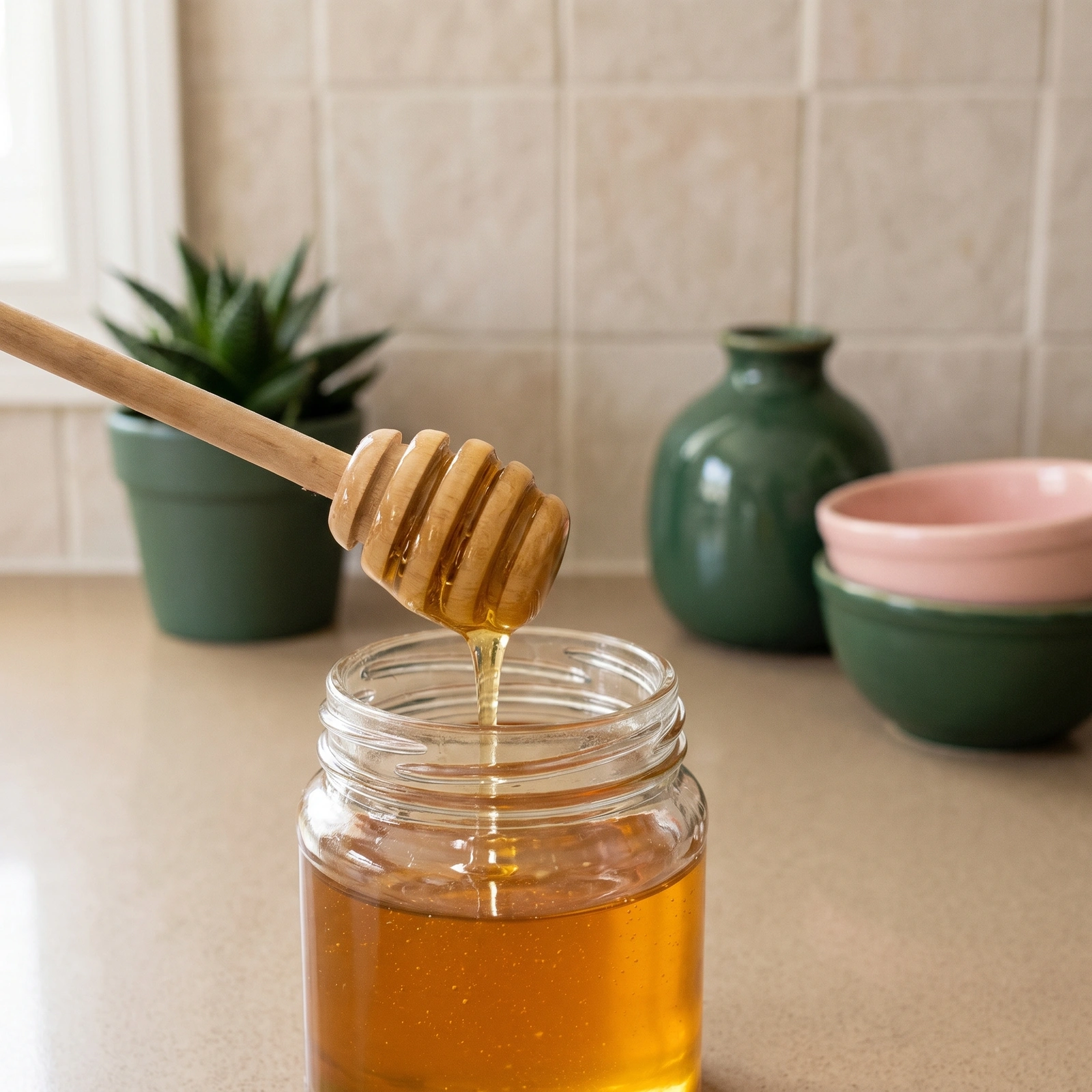 Wood Honey Dipper Stick - Natural Light Brown - Home Organizers