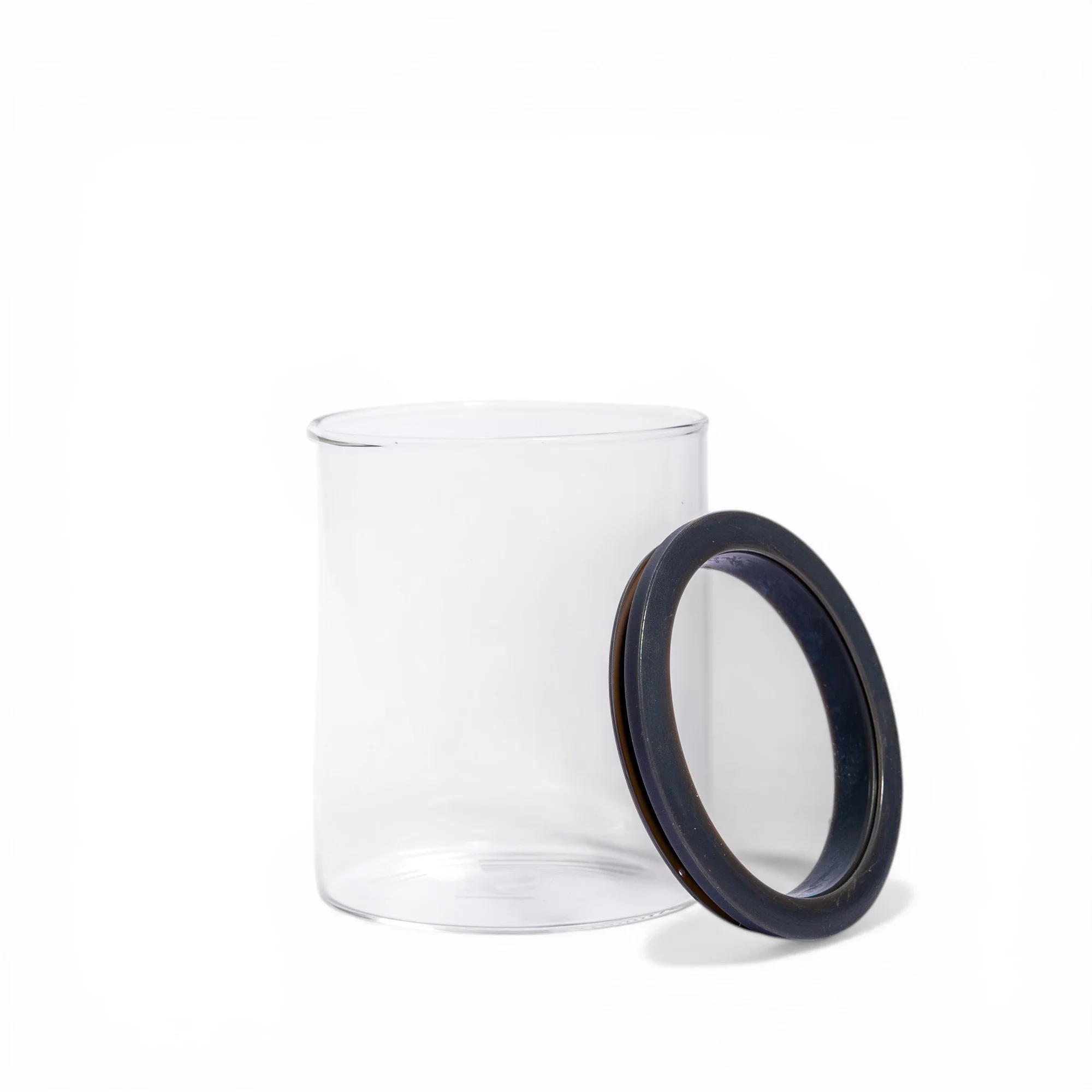 Glass Storage Jar with Dark Lid - Home Organizers