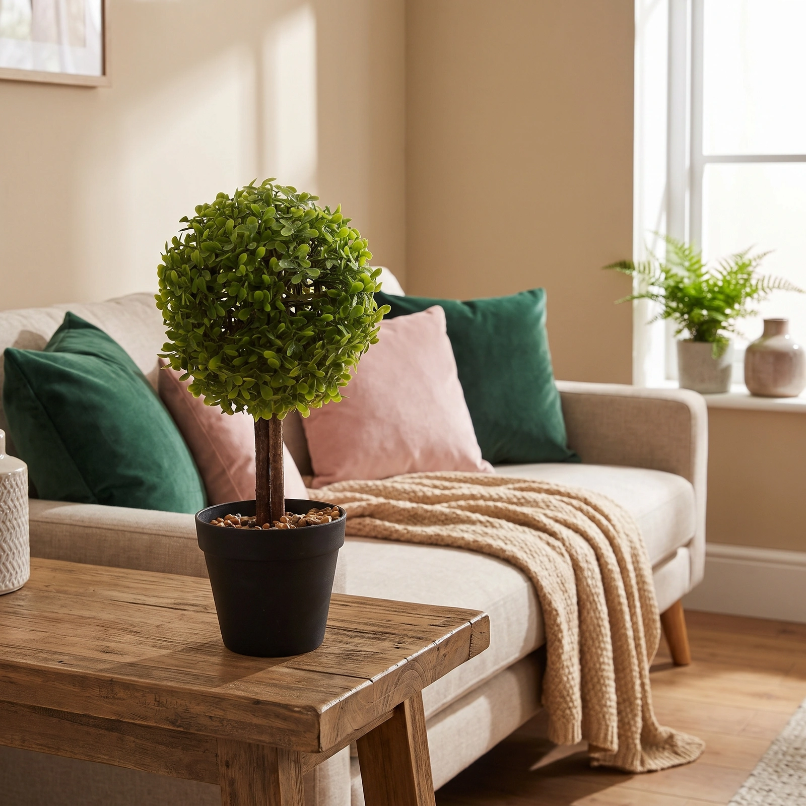 Artificial Topiary Plant Plastic - Green in Black Pot - Kitchen essentials