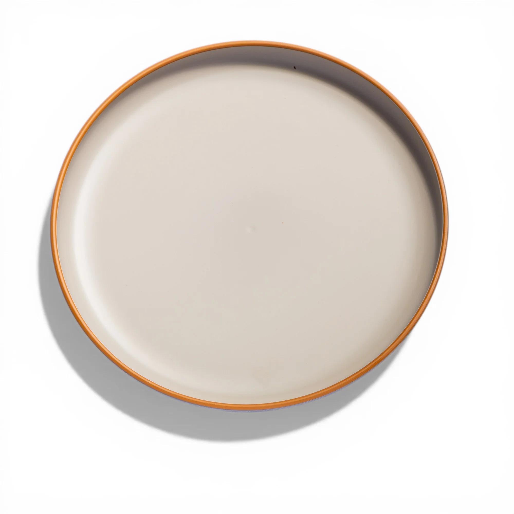 Ceramic Plate Round - Beige with Orange Rim - Cleaning Essentials