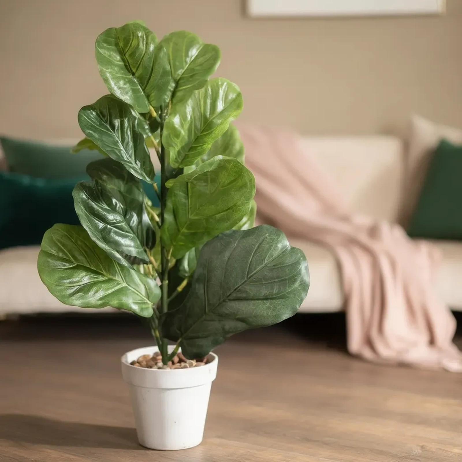 Artificial Plant Plastic - Green Fiddle Leaf Fig - Kitchen essentials