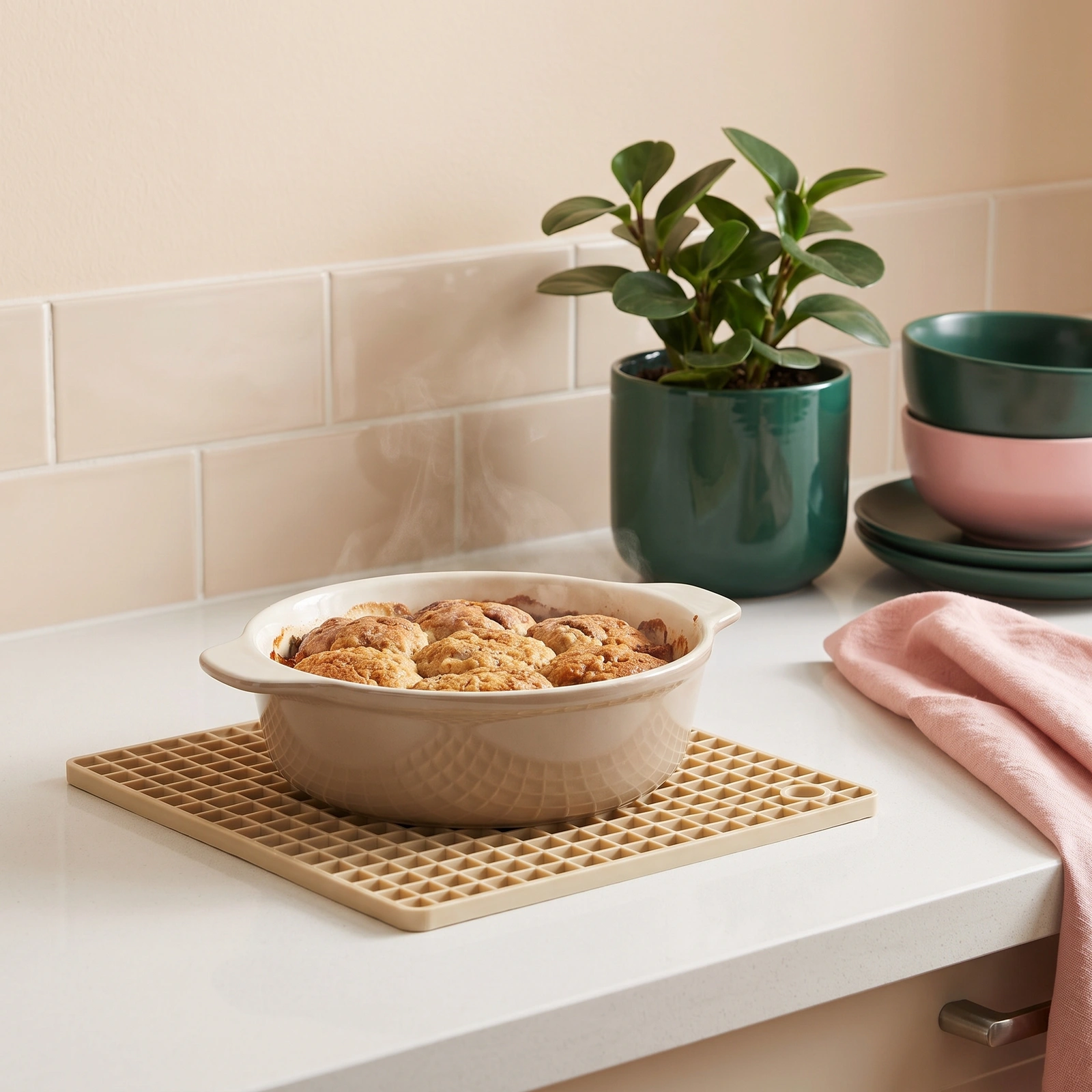 Silicone Heat Resistant Coaster Mat - Beige - Offers
