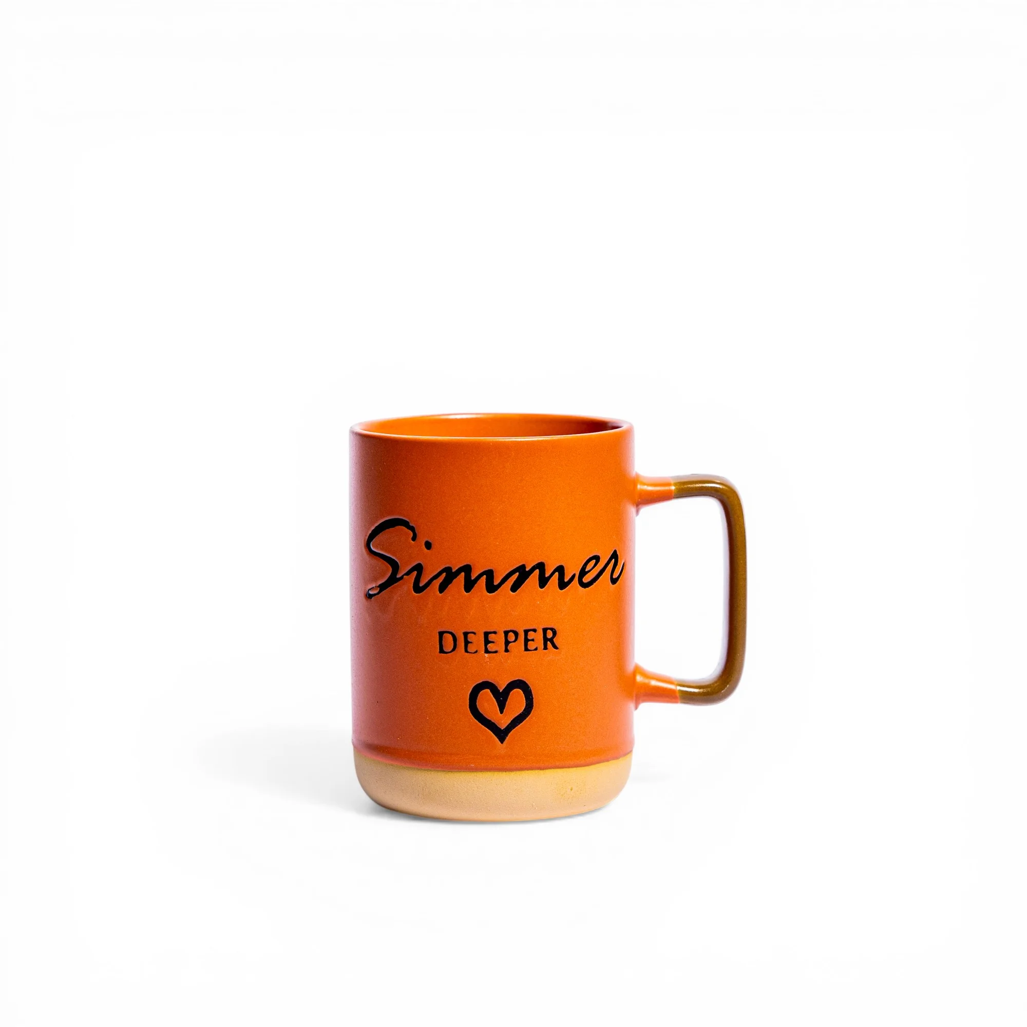 Orange Ceramic Coffee Mug - Simmer Deeper Text - Home Organizers