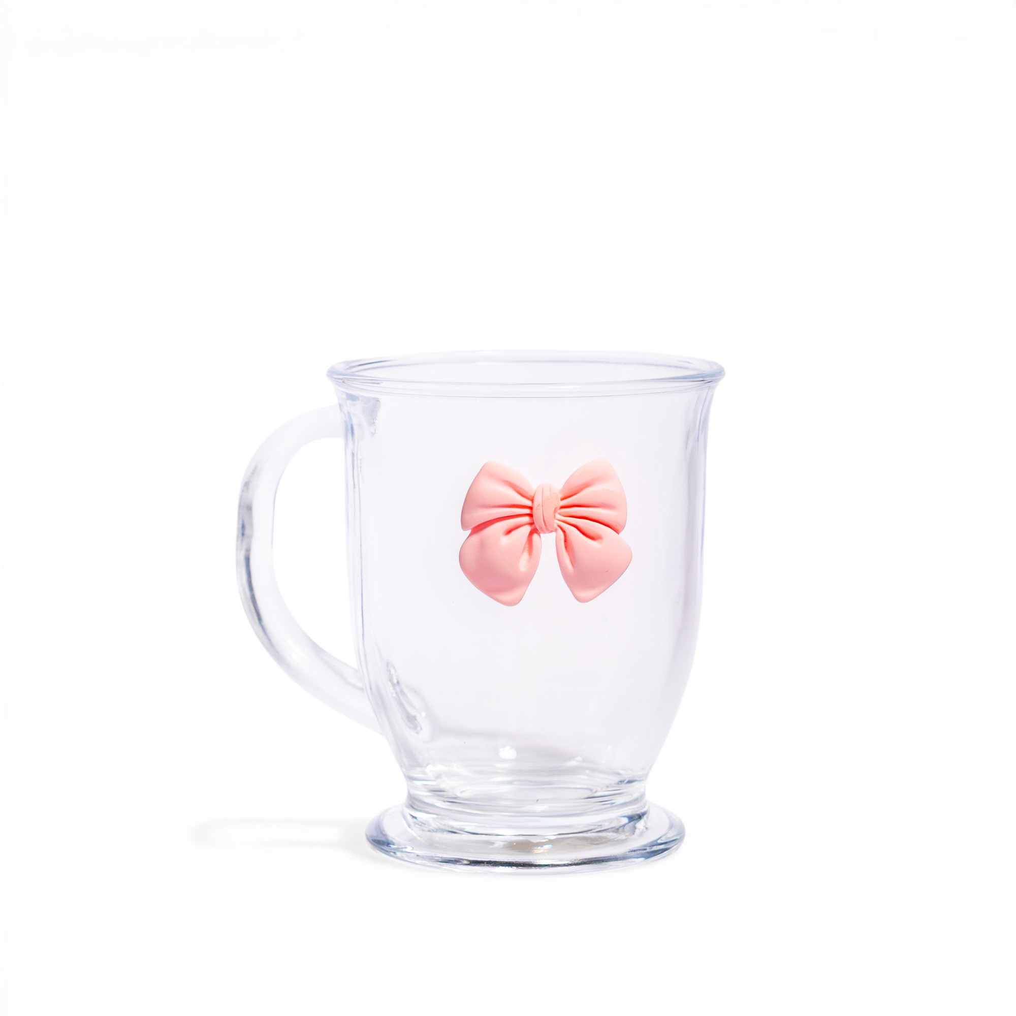 Glass Mug with Pink Bow - Clear - Home Organization