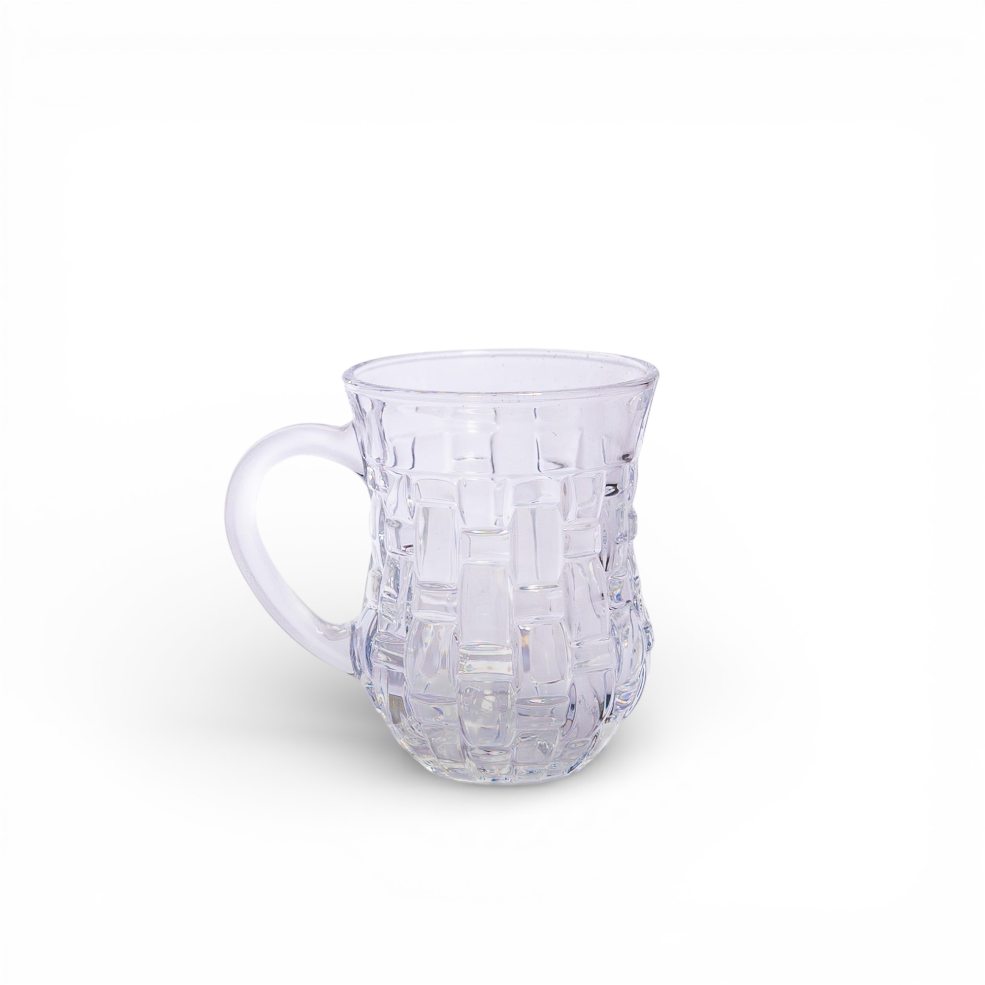 Glass Tea Mug with Handle - Clear Textured Design - Home Organization