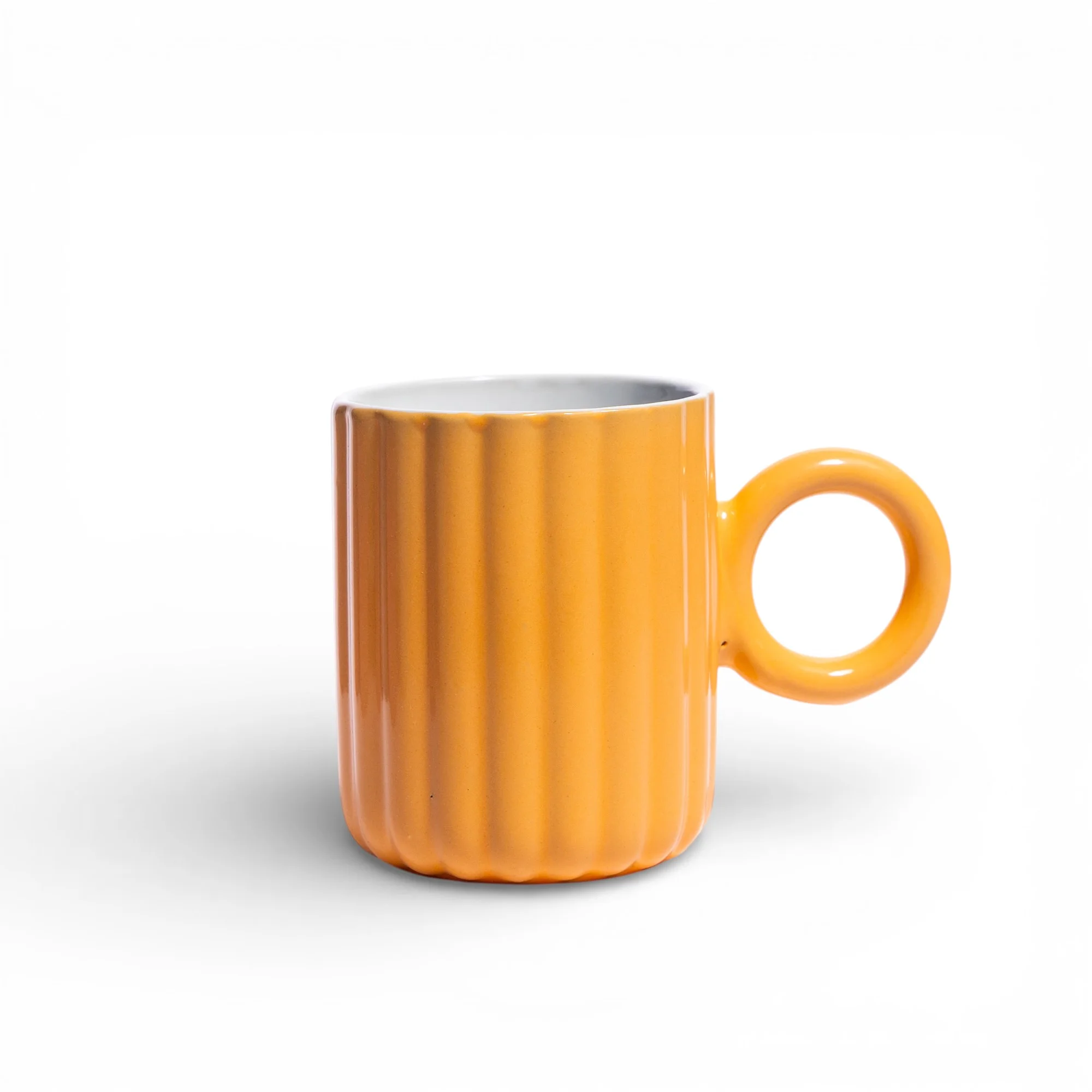Orange Ceramic Mug with Ridges - Home Organizers