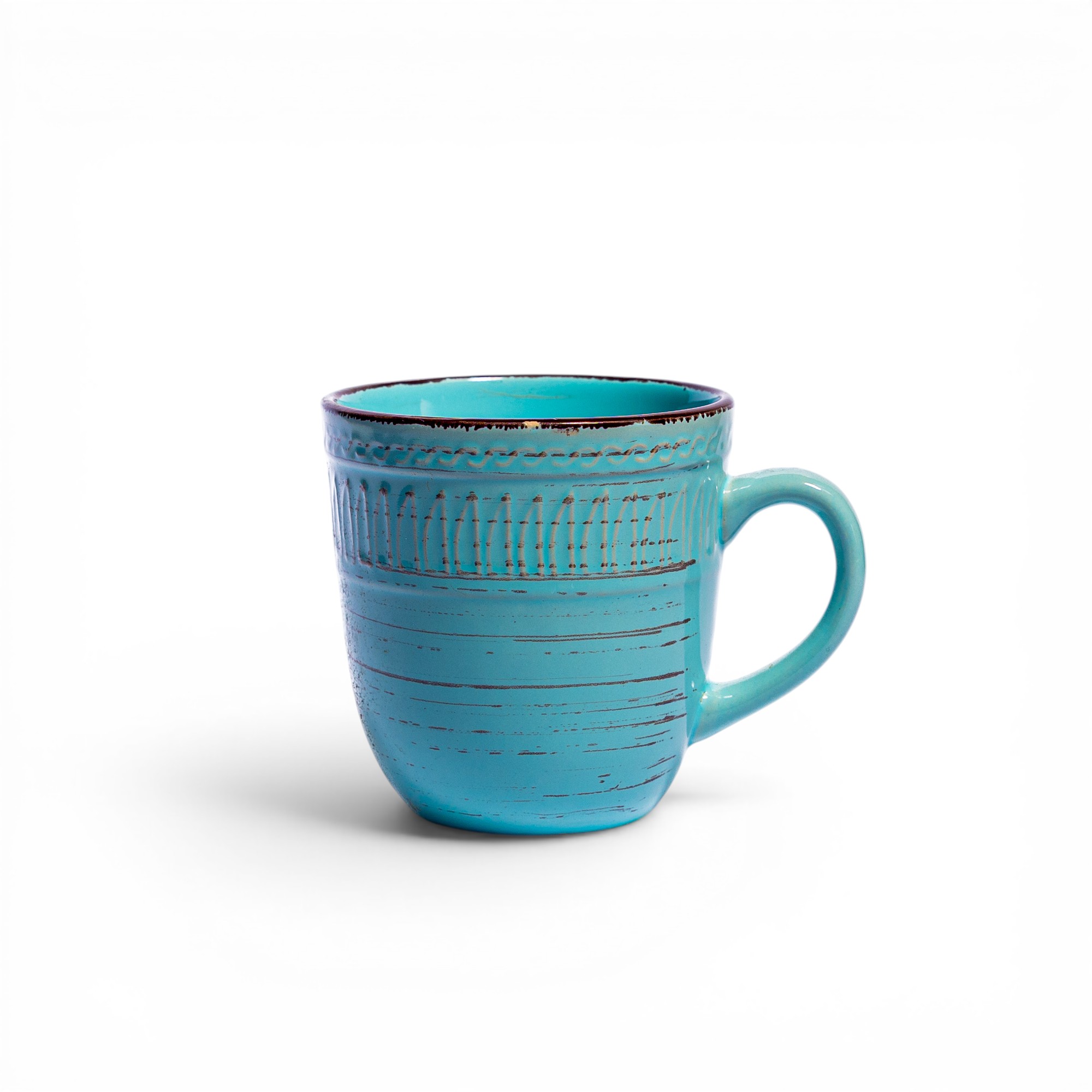 Turquoise Ceramic Mug - Distressed Finish - Home Organization