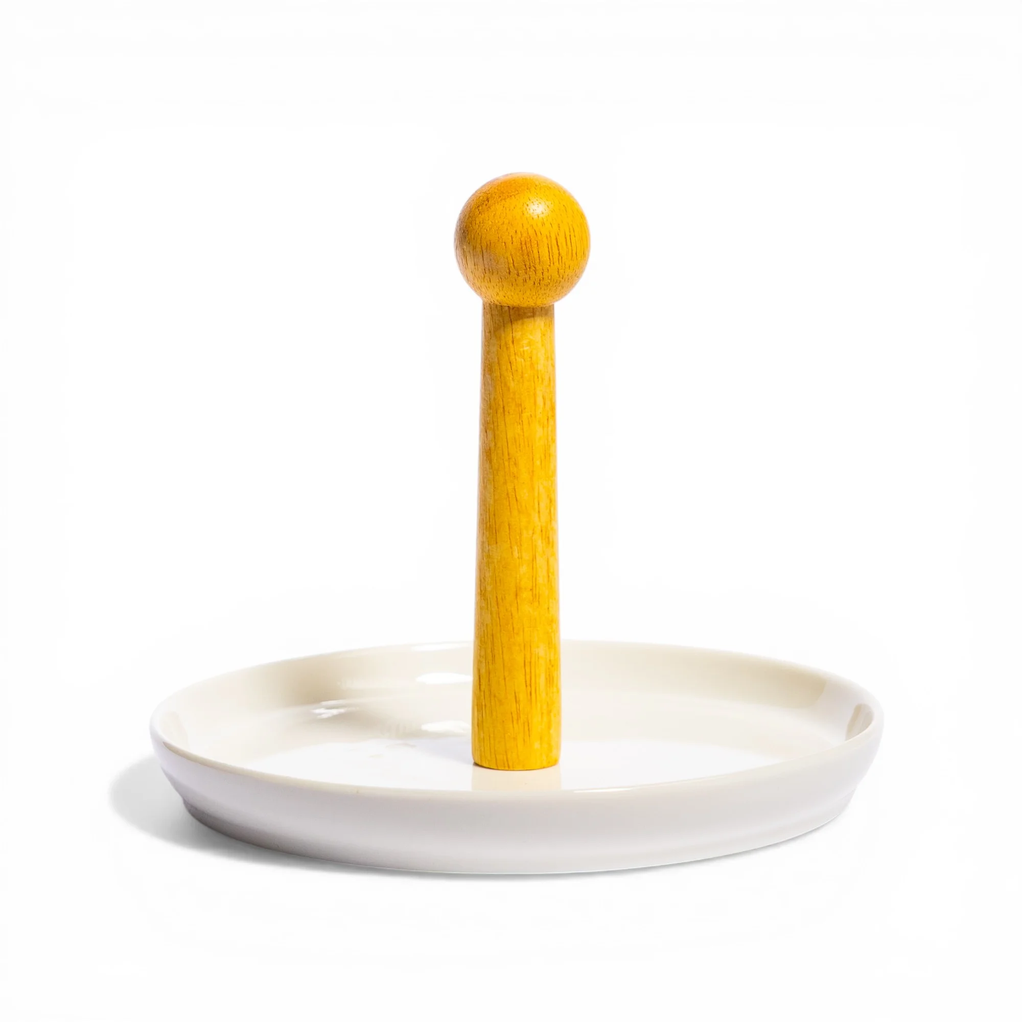 Paper Towel Holder Ceramic Wood Cream Yellow - Home Organizers