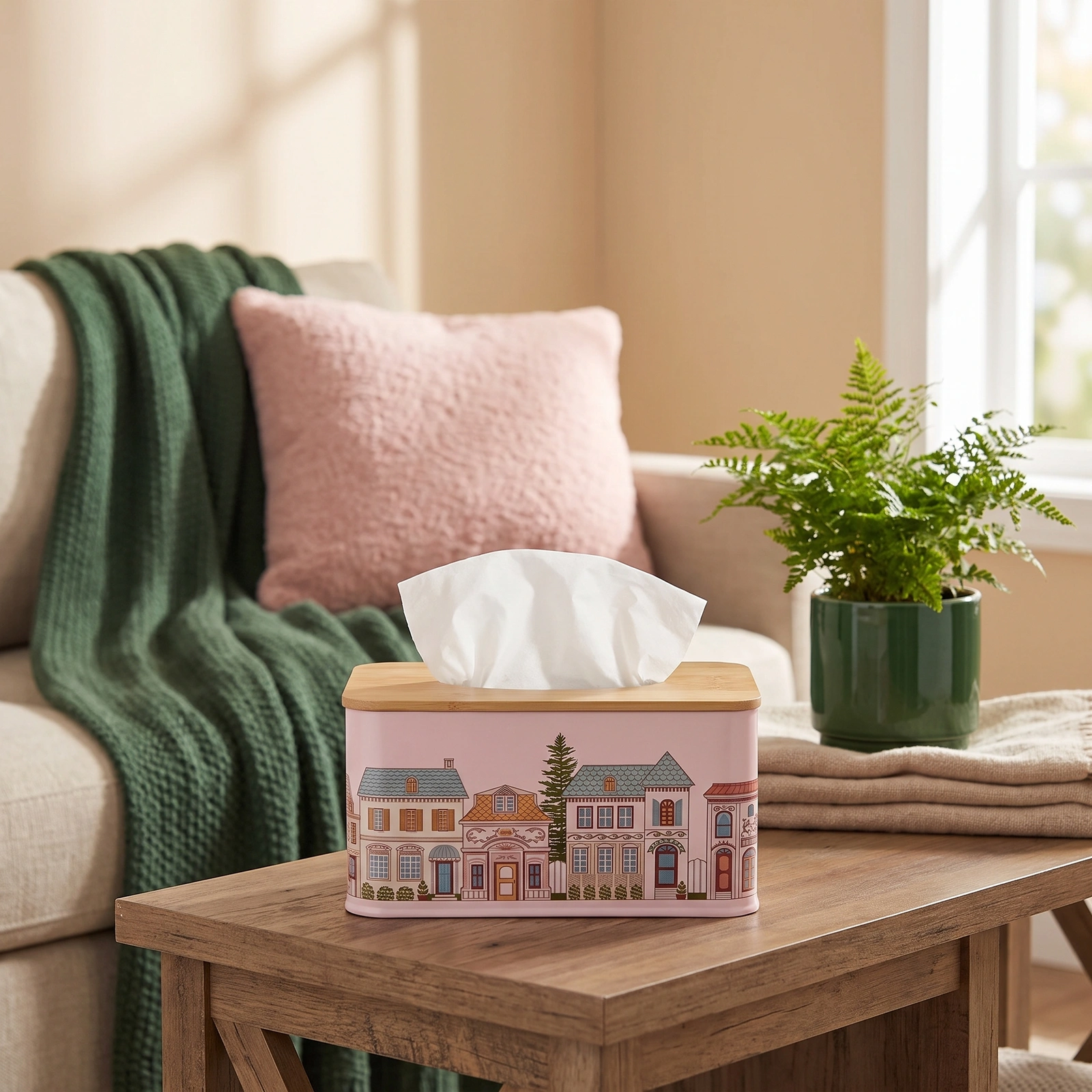 Metal Tissue Box with Wood Lid - Offers