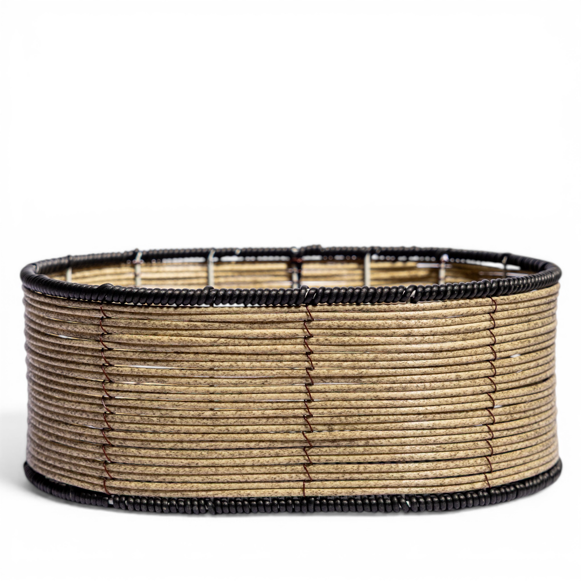 Round Woven Storage Basket - Beige & Black - Home Organization