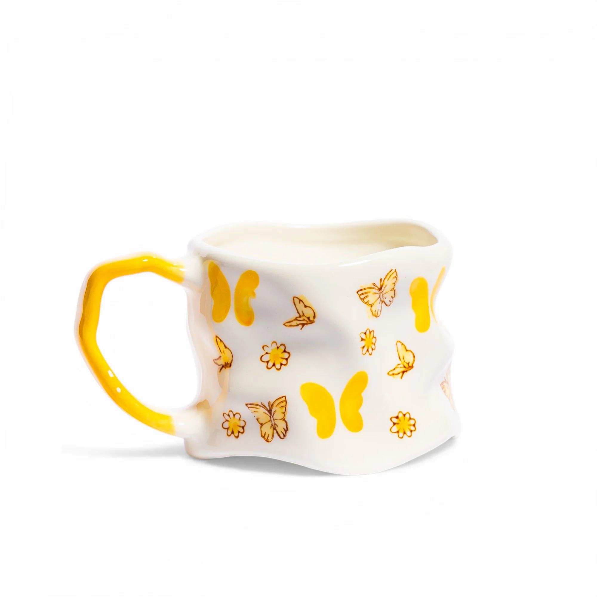 Ceramic Mug with Yellow Butterflies & Flowers - Cleaning Essentials