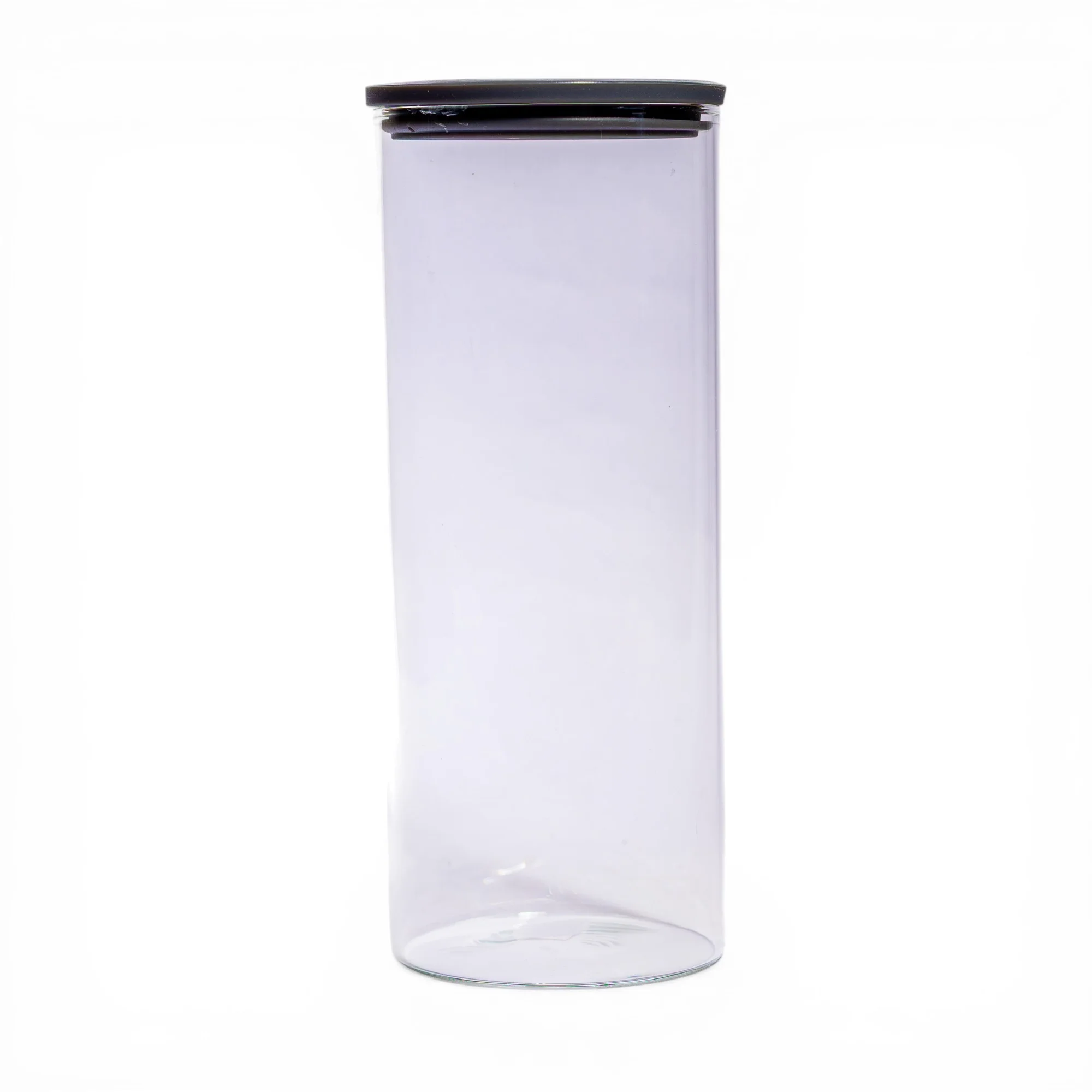 Clear Glass Storage Jar with Dark Grey Lid - Home Organizers