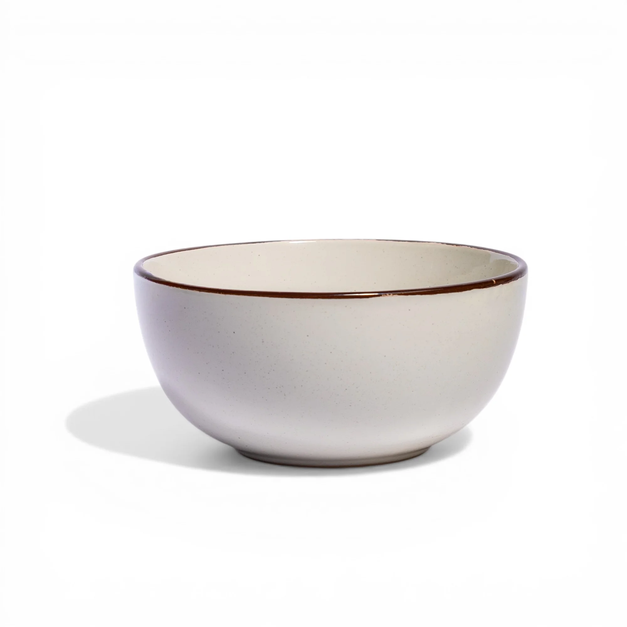 Ceramic Serving Bowl - Off-White with Brown Rim - Home Organizers