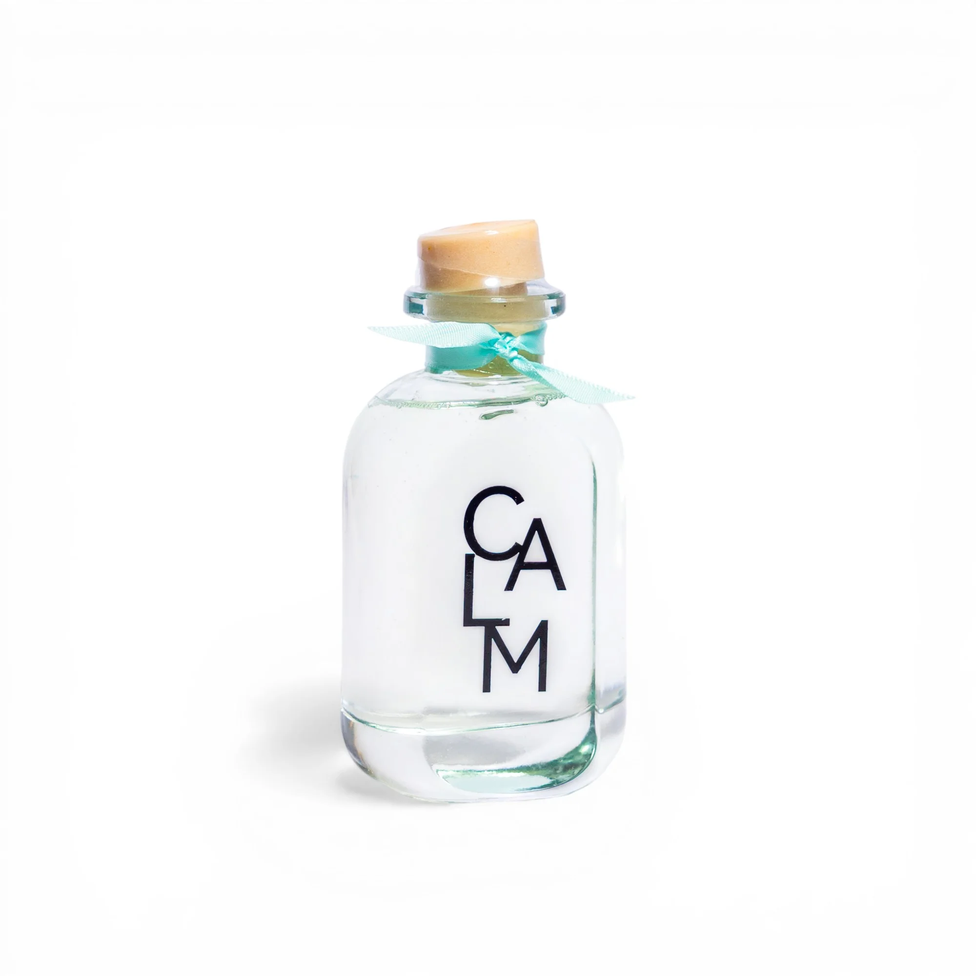 Calm Decorative Glass Bottle with Cork and Turquoise Ribbon - Cleaning Essentials