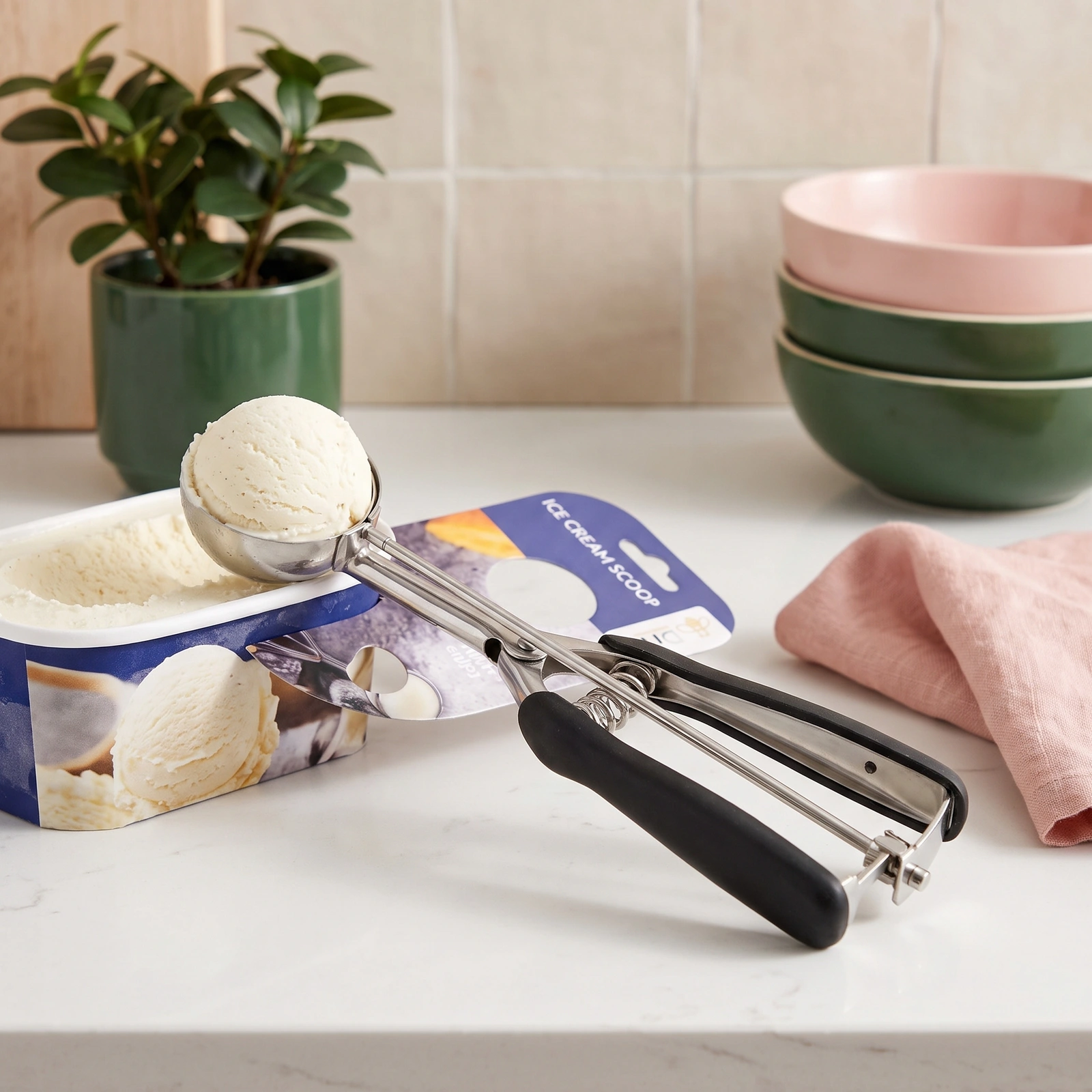 Metal Ice Cream Scoop - Black Handles - Offers