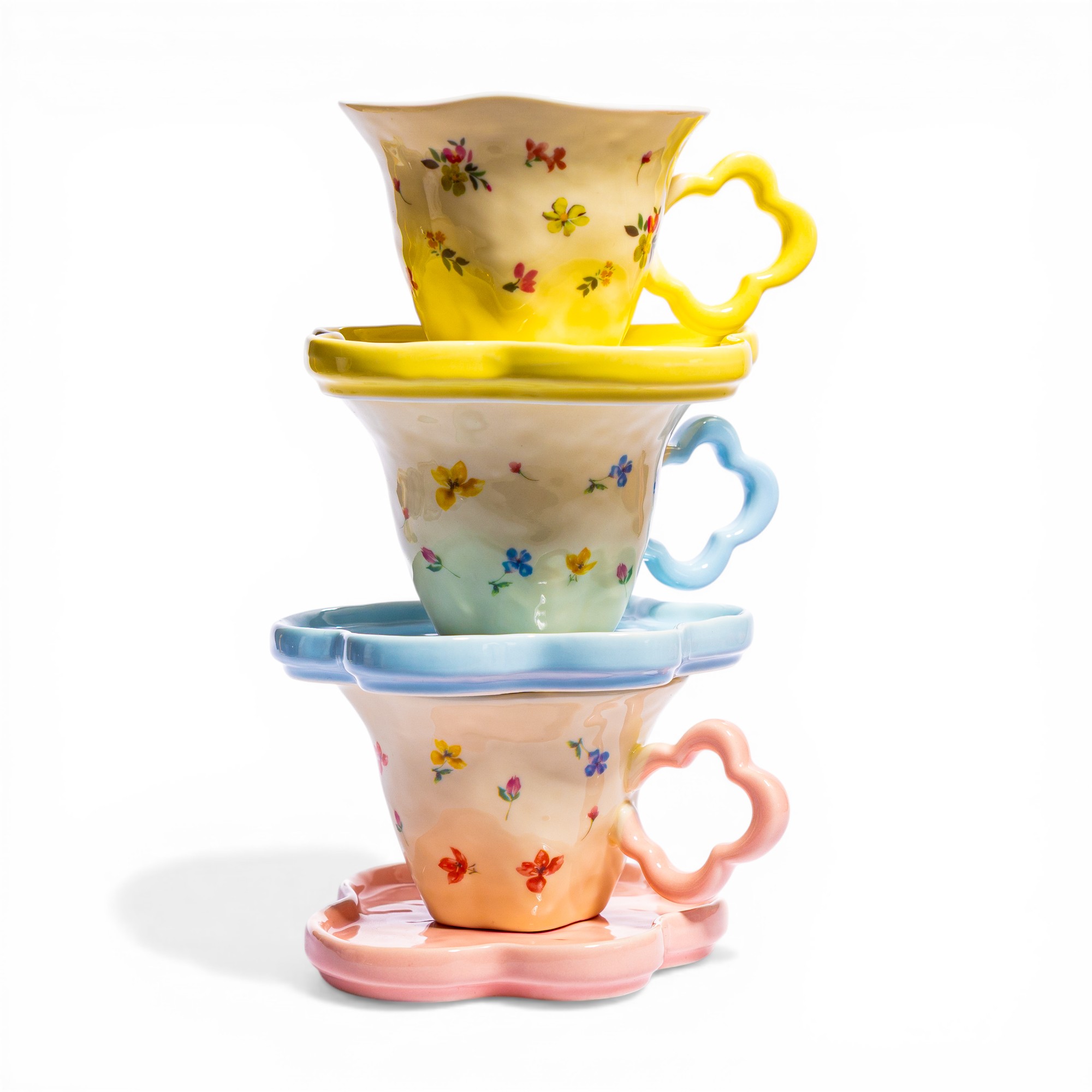 Floral Ceramic Cup & Saucer Set - Home Organization