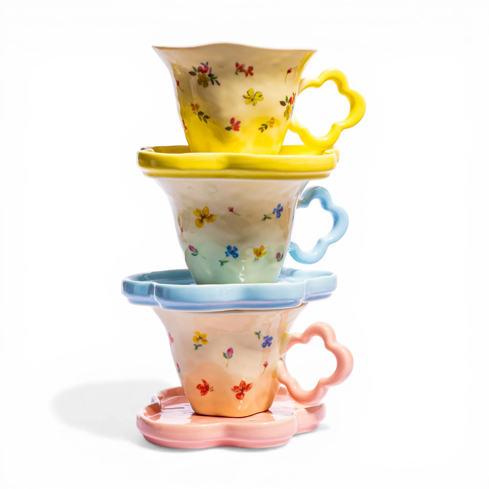 Floral Ceramic Cup & Saucer Set - Cleaning Essentials