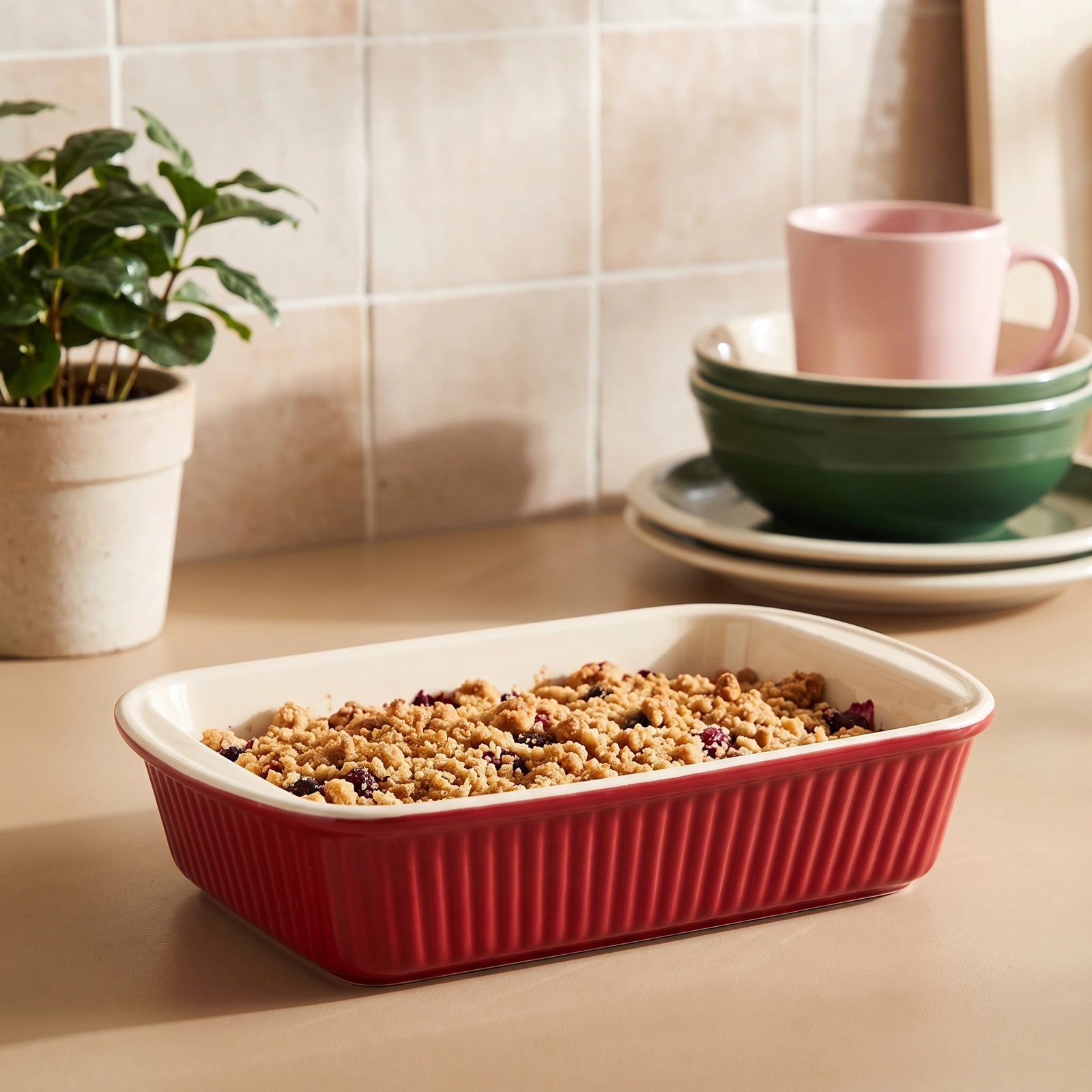 Porcelain Loaf Pan - Red & Cream - Offers
