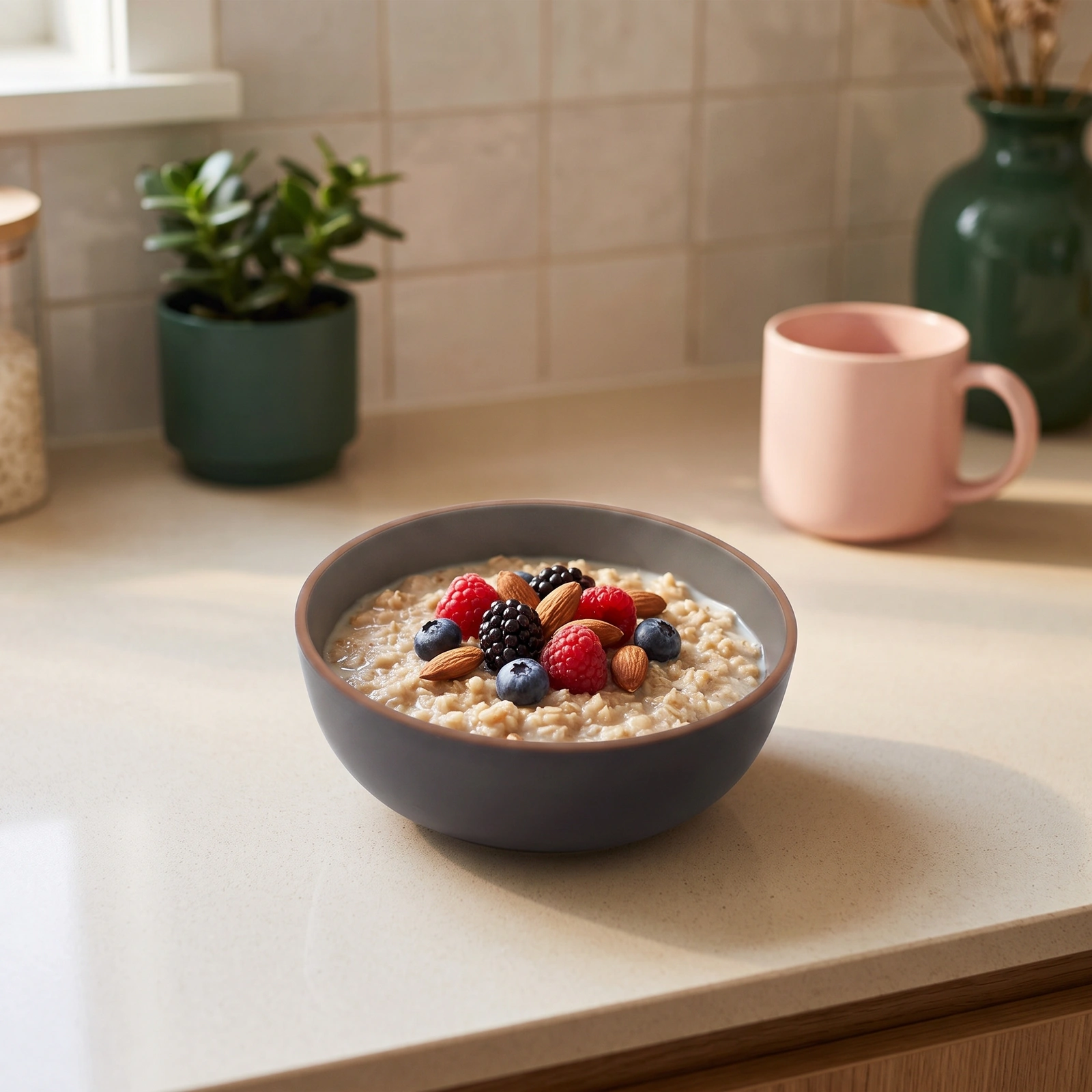 Melamine Bowl - Dark Grey with Brown Rim - Kitchen essentials