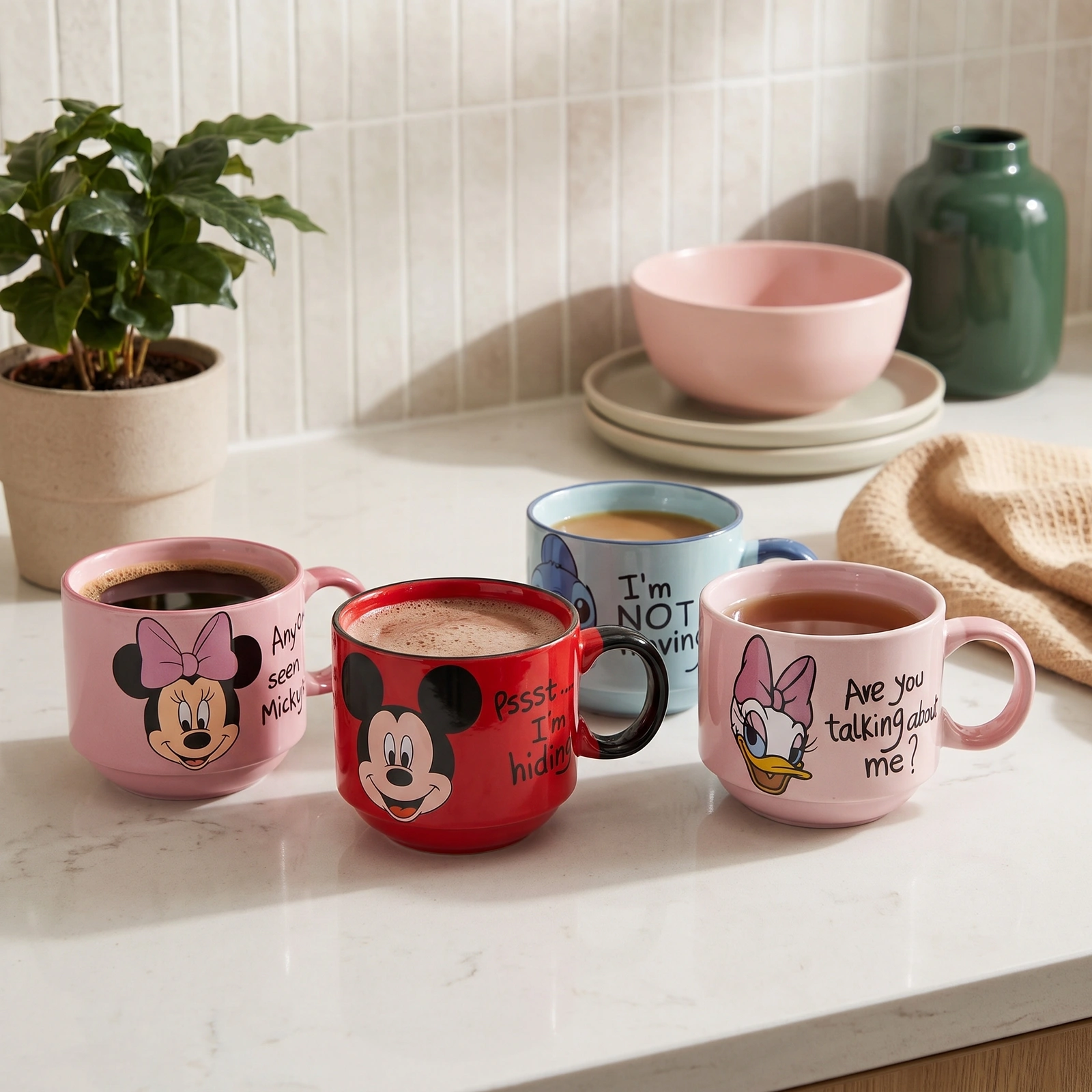 Ceramic Mugs Set - 4 Pcs Assorted Disney Characters - Offers