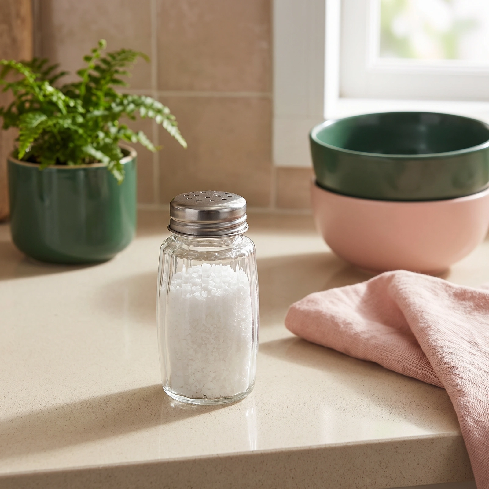 Metal Salt & Pepper Shaker, Clear Glass Body - Home Organizers
