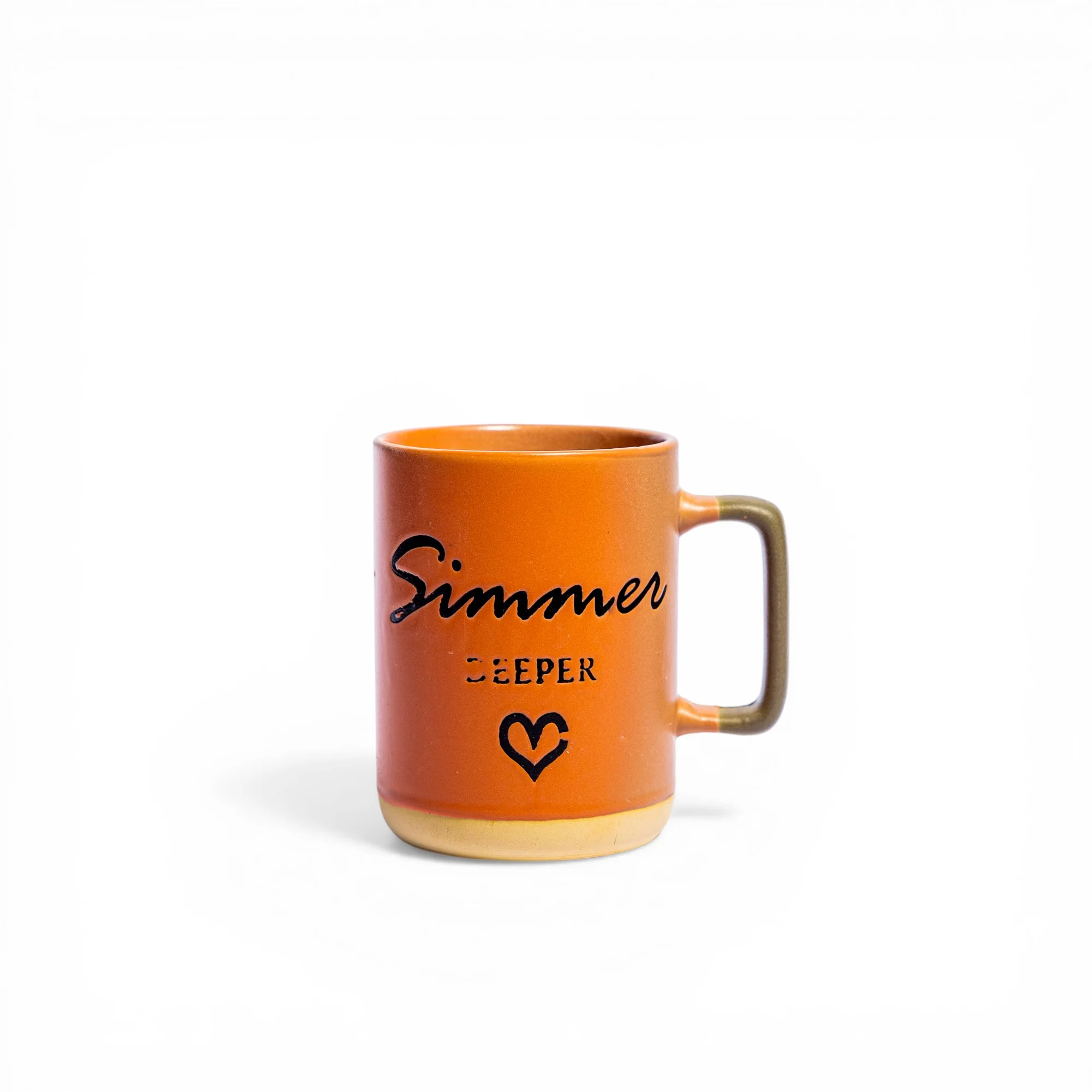Ceramic Mug Orange "Simmer Deeper" Design - Home Organizers