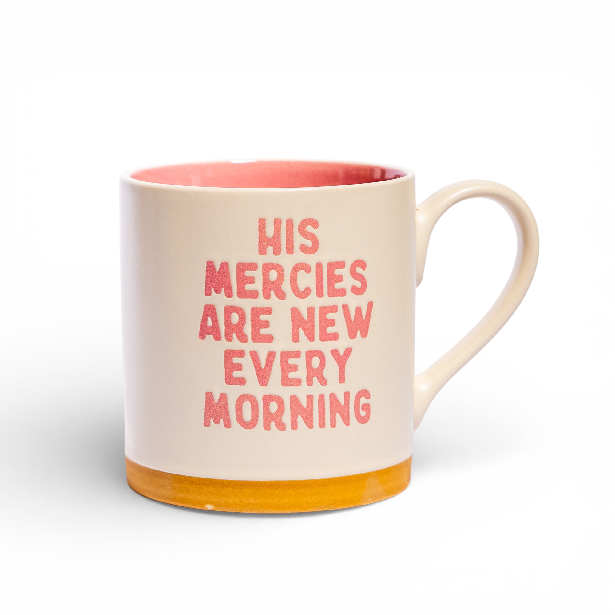Ceramic Mug with Quote - Cream & Pink - Home Organization