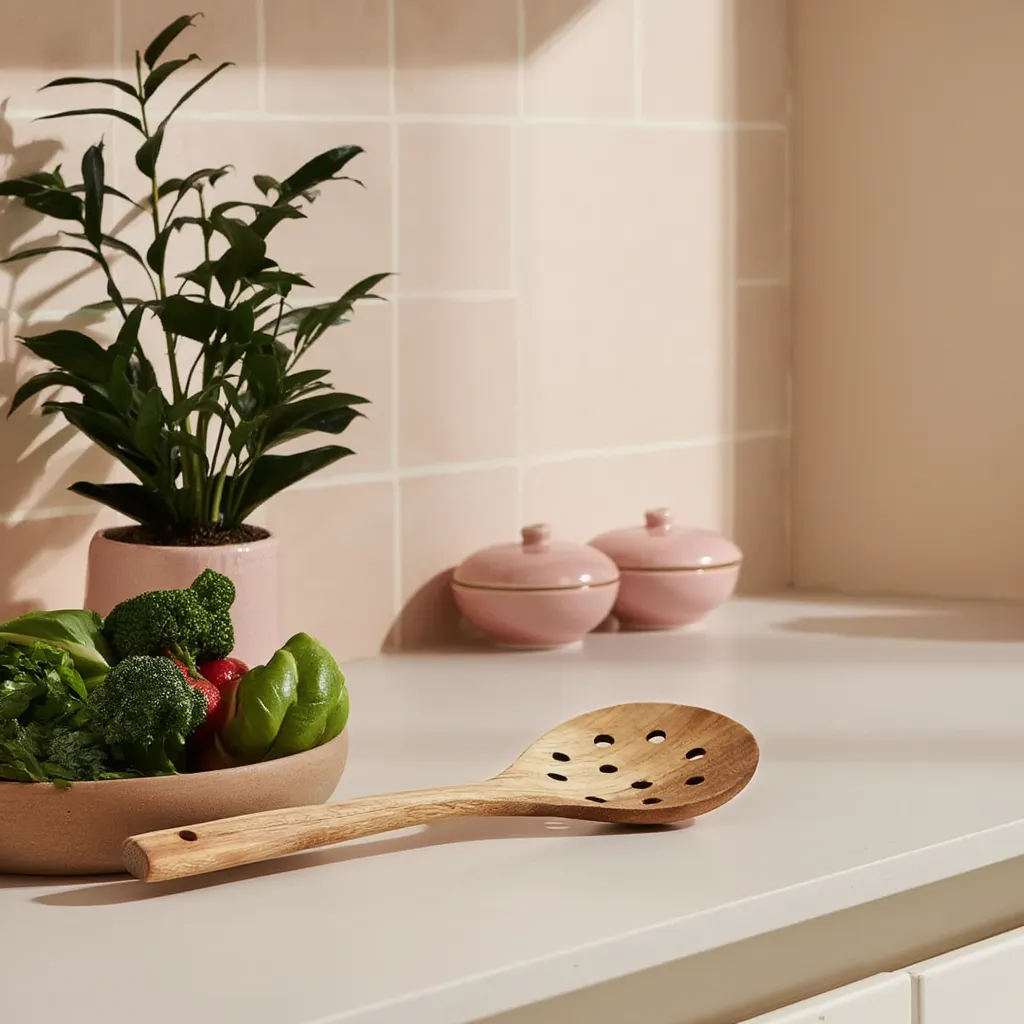Wood Slotted Spoon - Natural Light Brown - Home Organizers