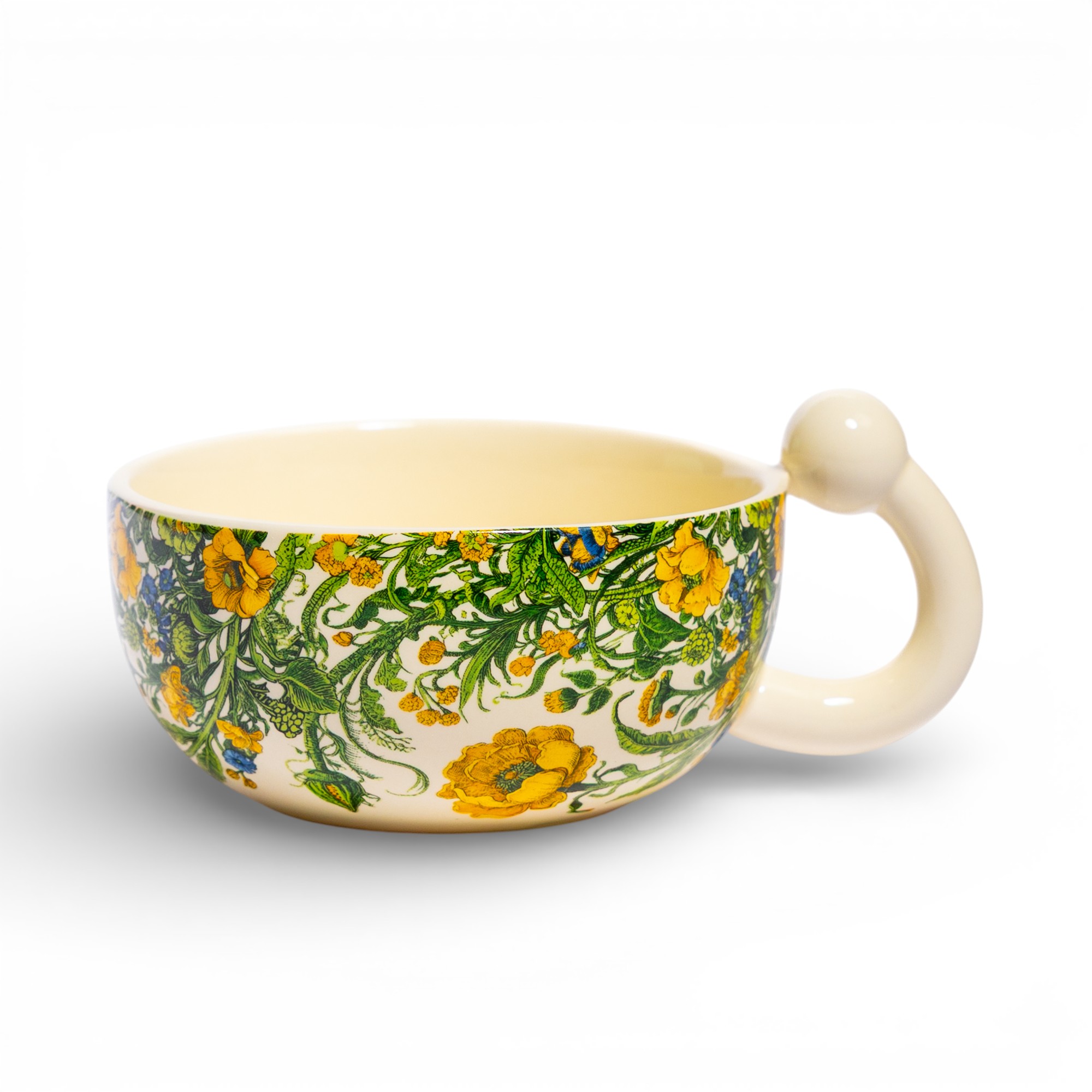 Ceramic Mug Floral Design - Cream - Home Organization