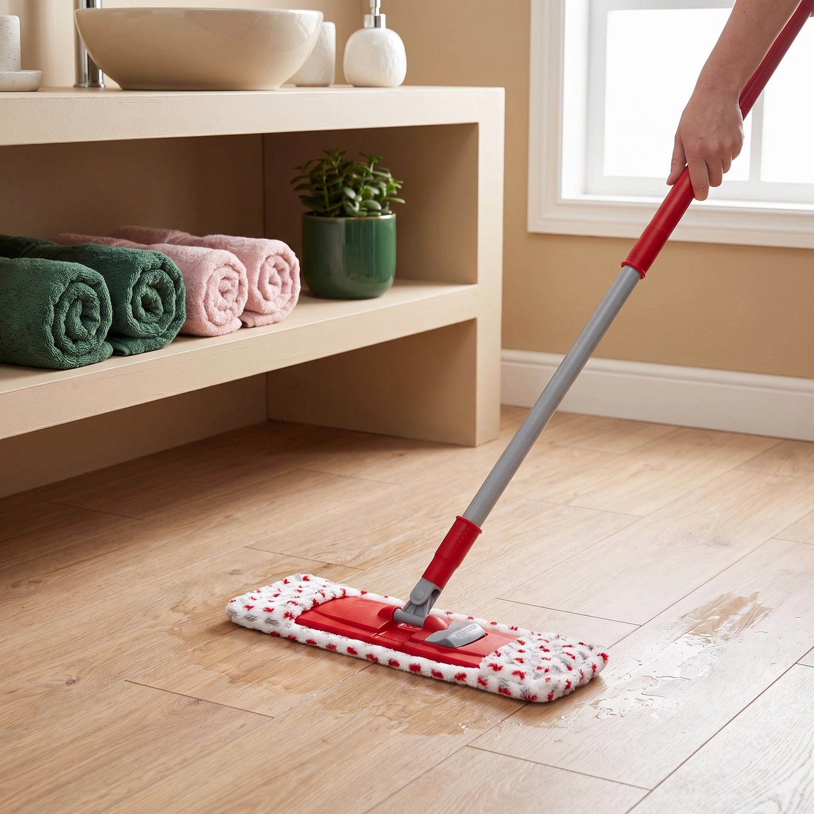 Microfiber Flat Mop - 40cm Red & White - Offers