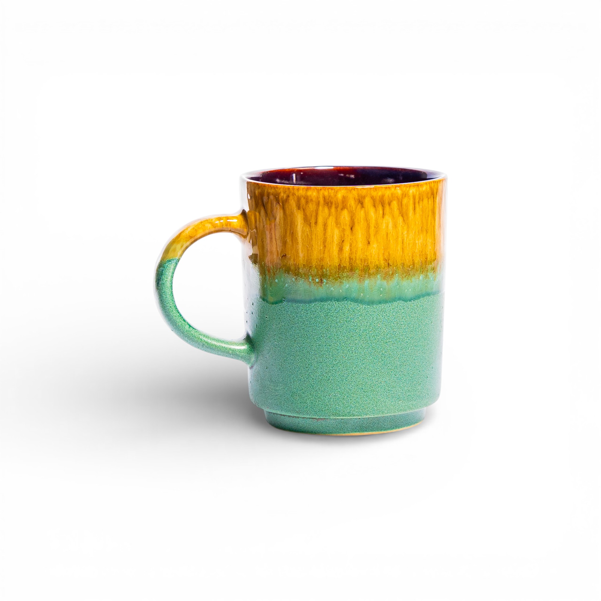 Ceramic Mug, Two-Tone, Golden & Teal - Home Organization
