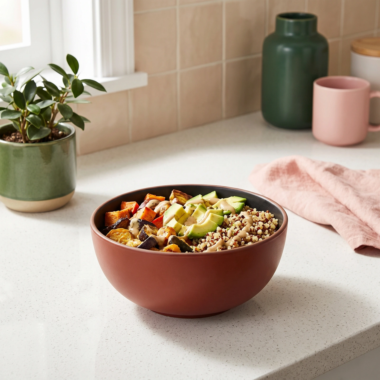 Melamine Serving Bowl - Rust & Black - Kitchen essentials