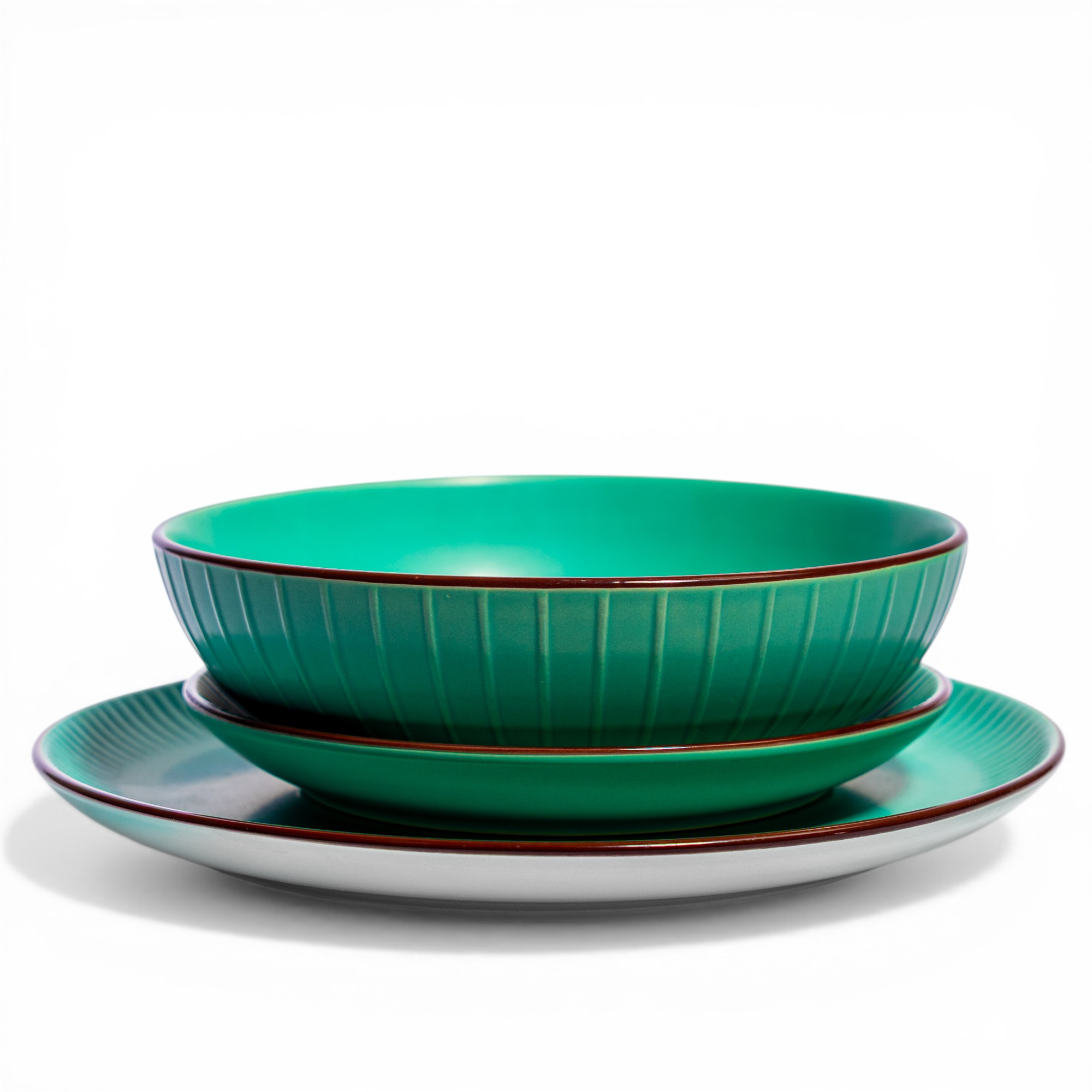 Ceramic Dinnerware Set 3 Pcs - Green Teal - Home Organization