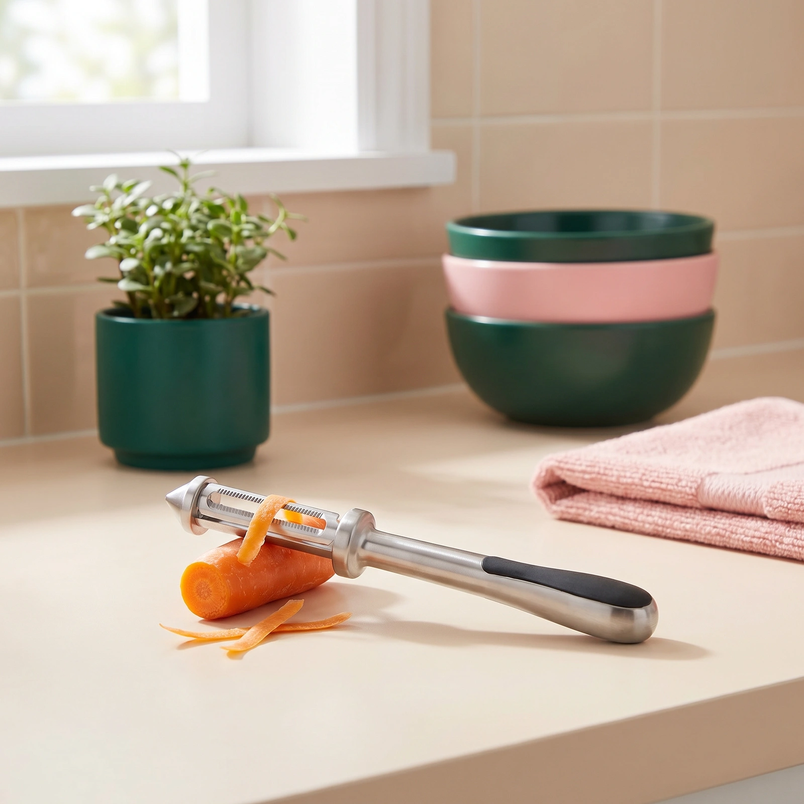 Metal Vegetable Peeler - Silver with Pointed Tip - Home Organizers
