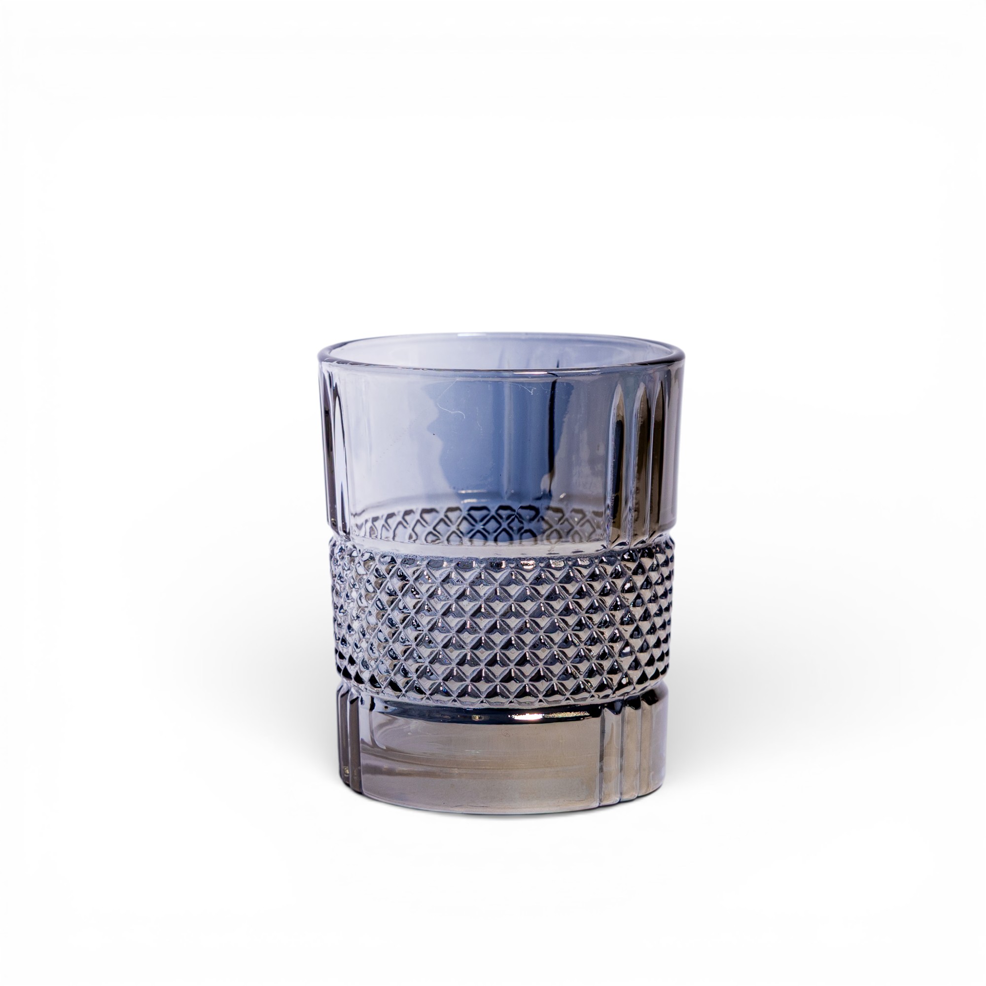 Smoky Grey Glass Tumbler - Diamond Textured Design - Home Organization