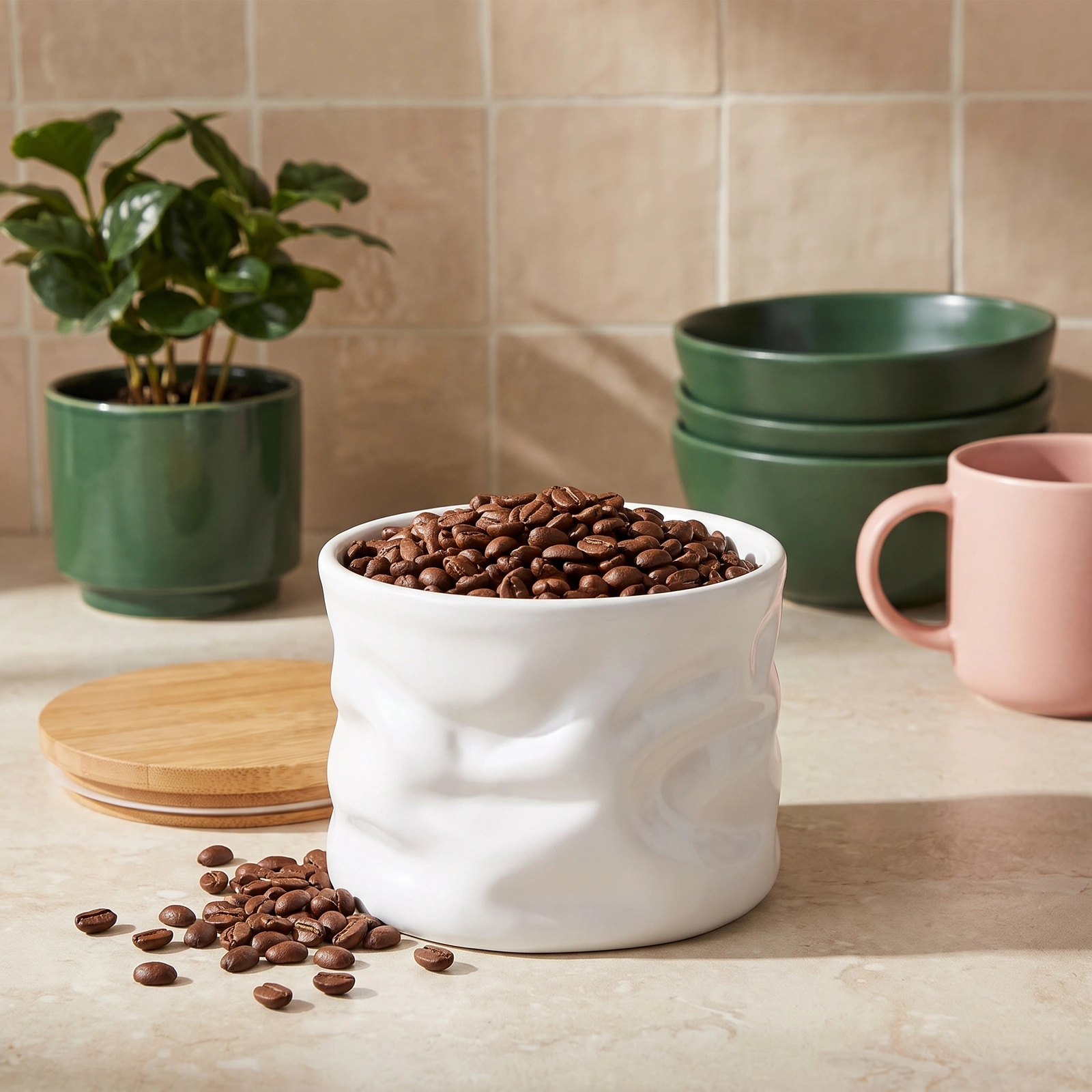White Porcelain Storage Jar - Kitchen essentials