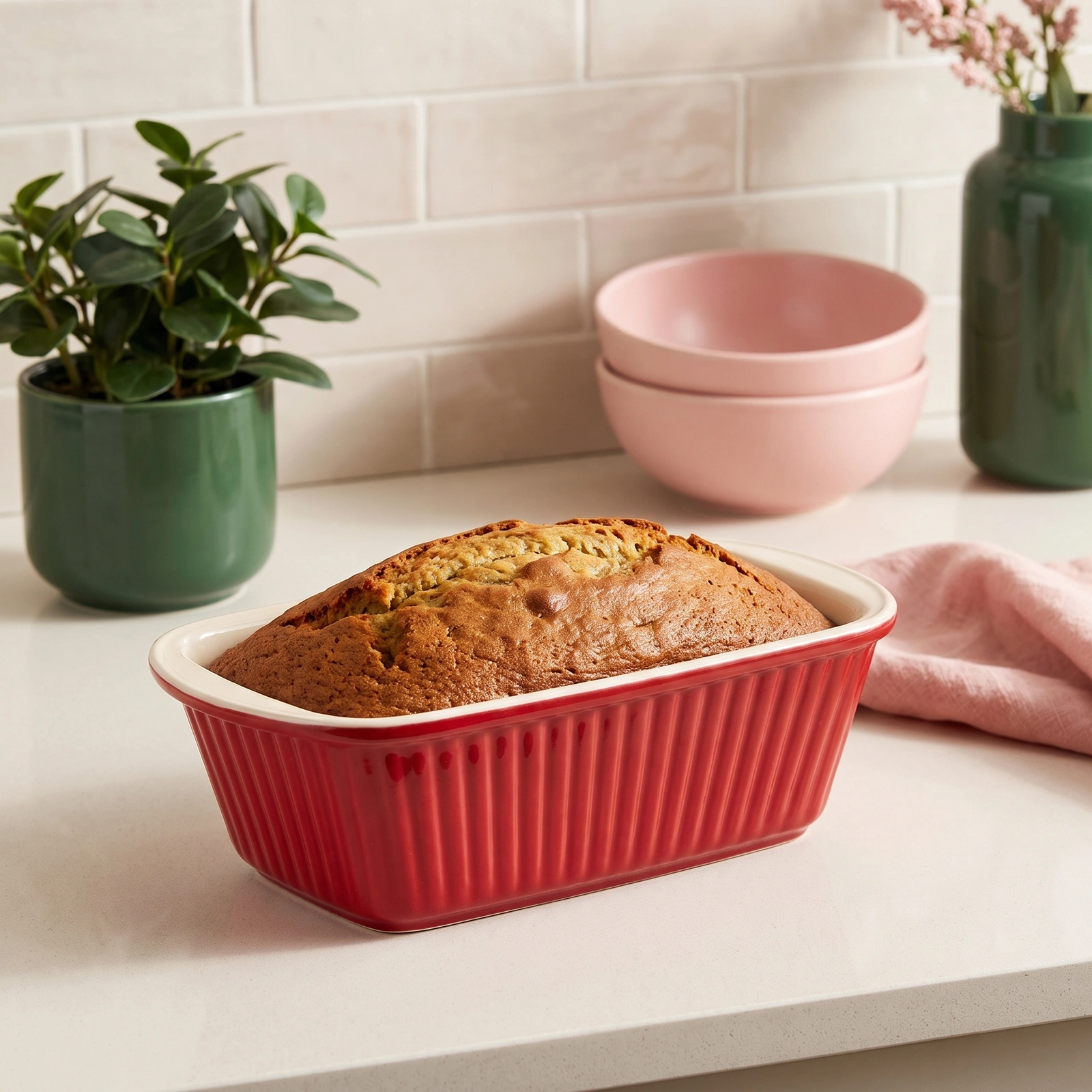 Red Porcelain Loaf Pan - Rectangular Baking Dish - Offers