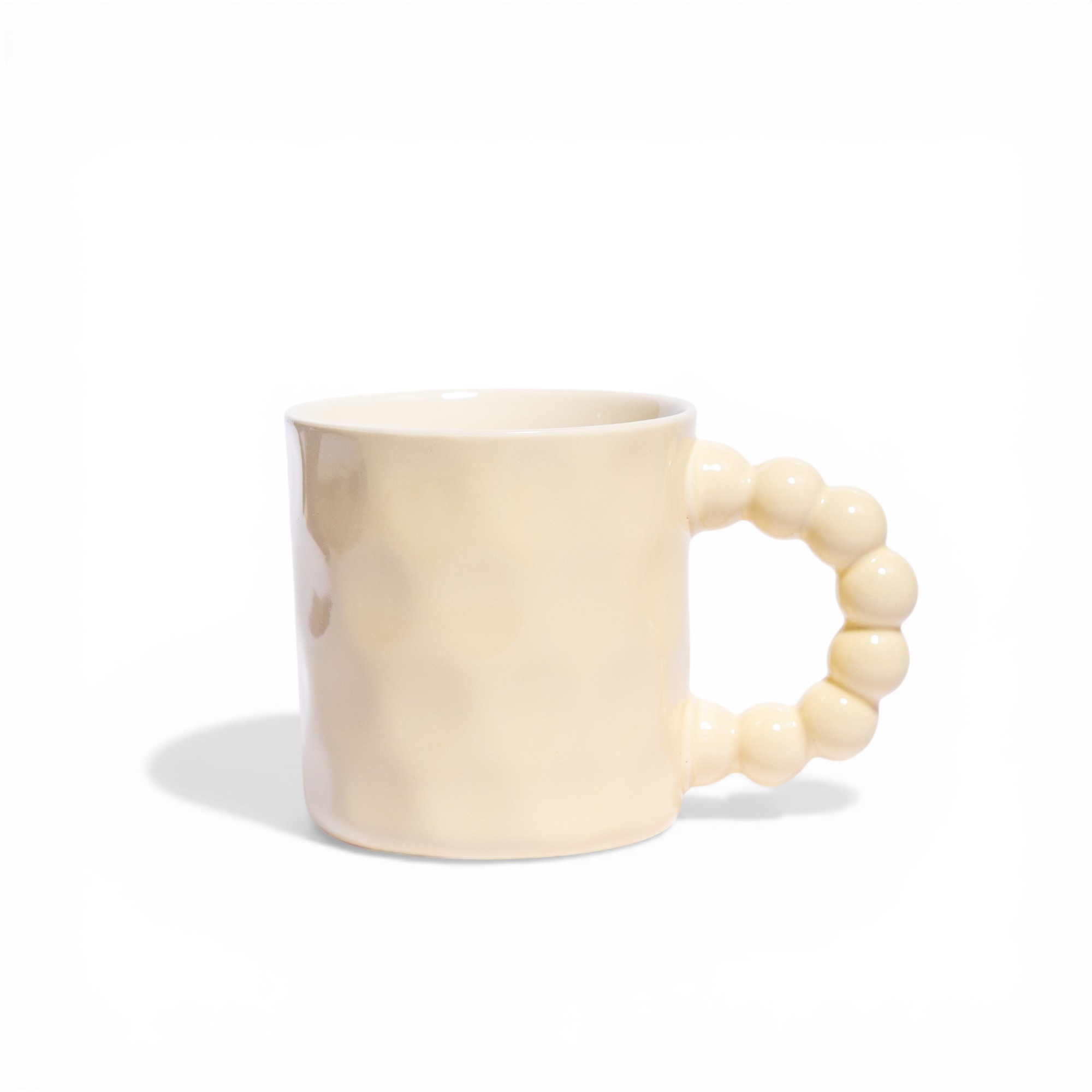 Ceramic Mug Light Yellow Bubble Handle - Home Organization