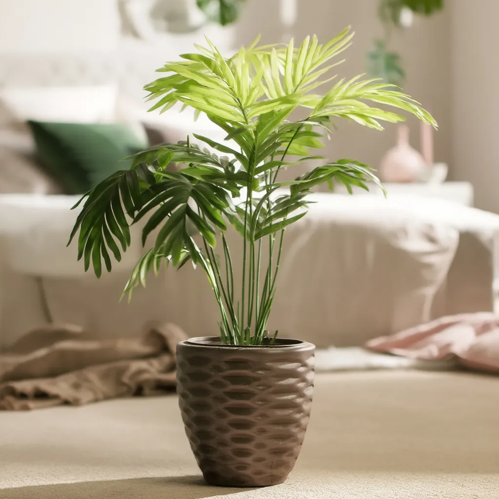 Artificial Palm Plant in Brown Plastic Pot - Kitchen essentials