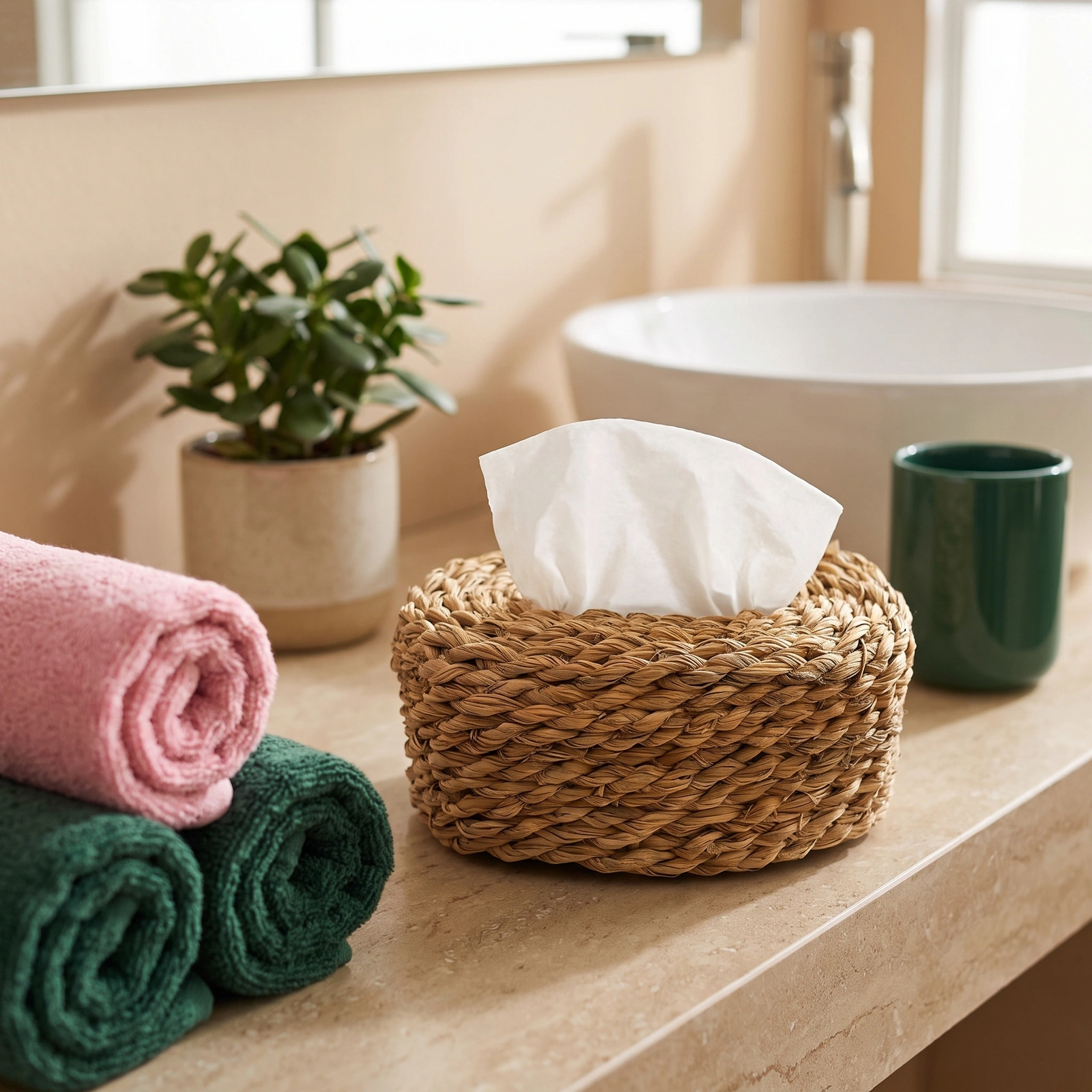 Khous Tissue Box Cover - Natural - Home Organizers